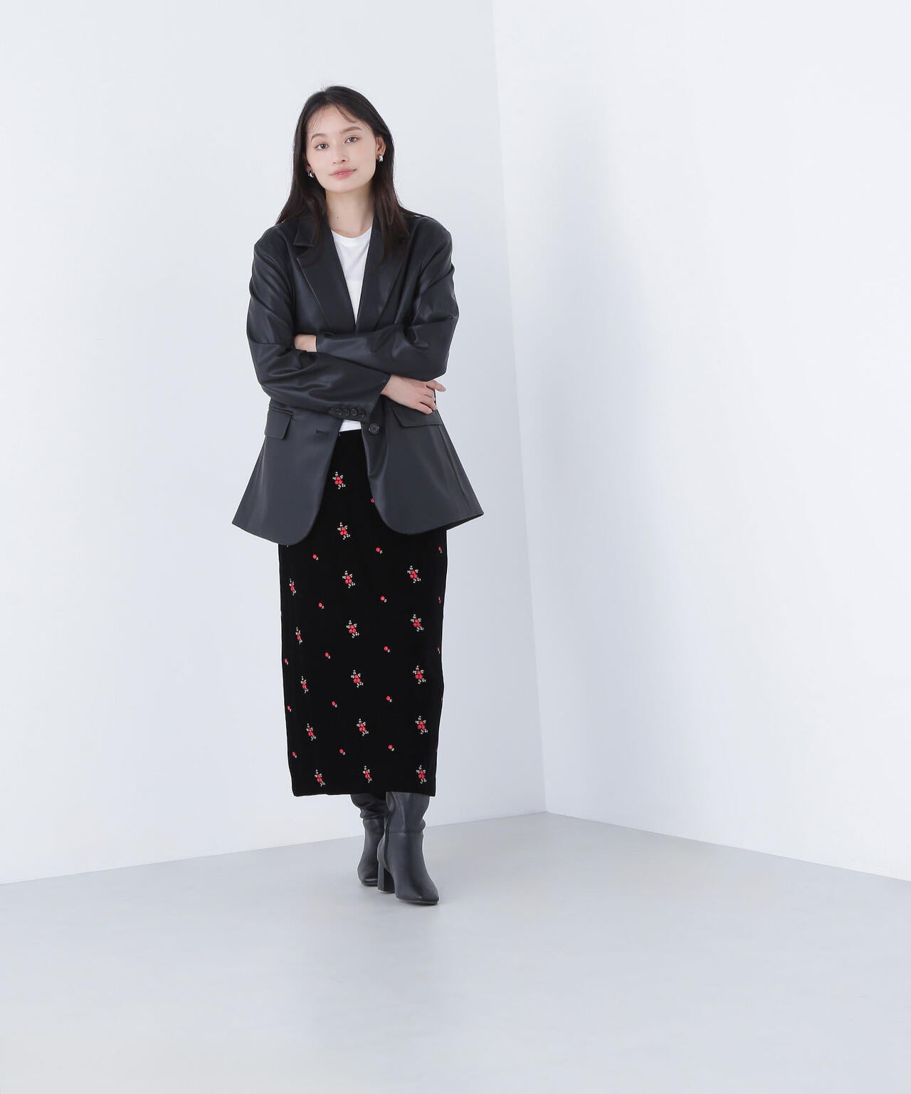 フェイクレザーシングルテーラードジャケット