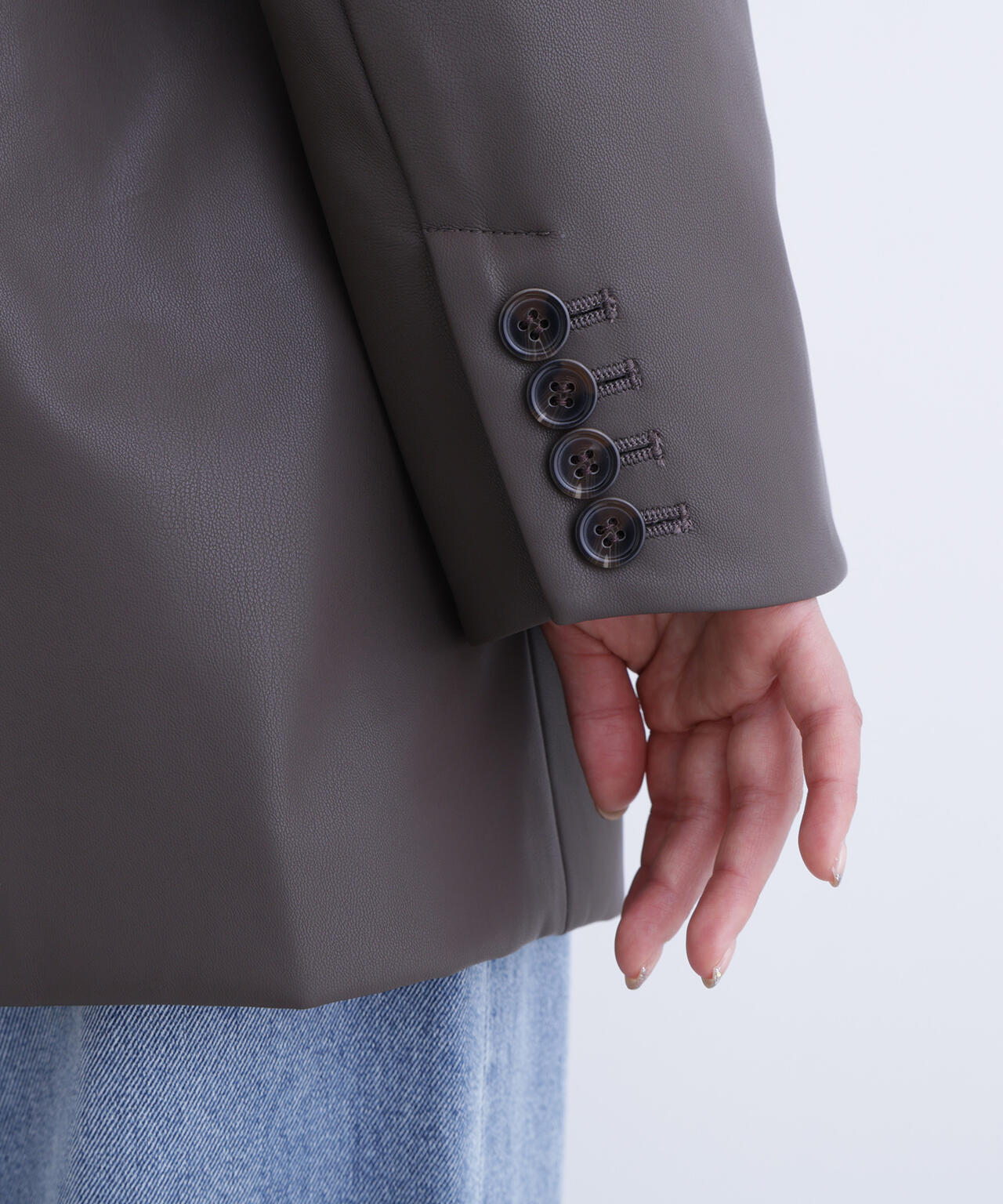 フェイクレザーシングルテーラードジャケット