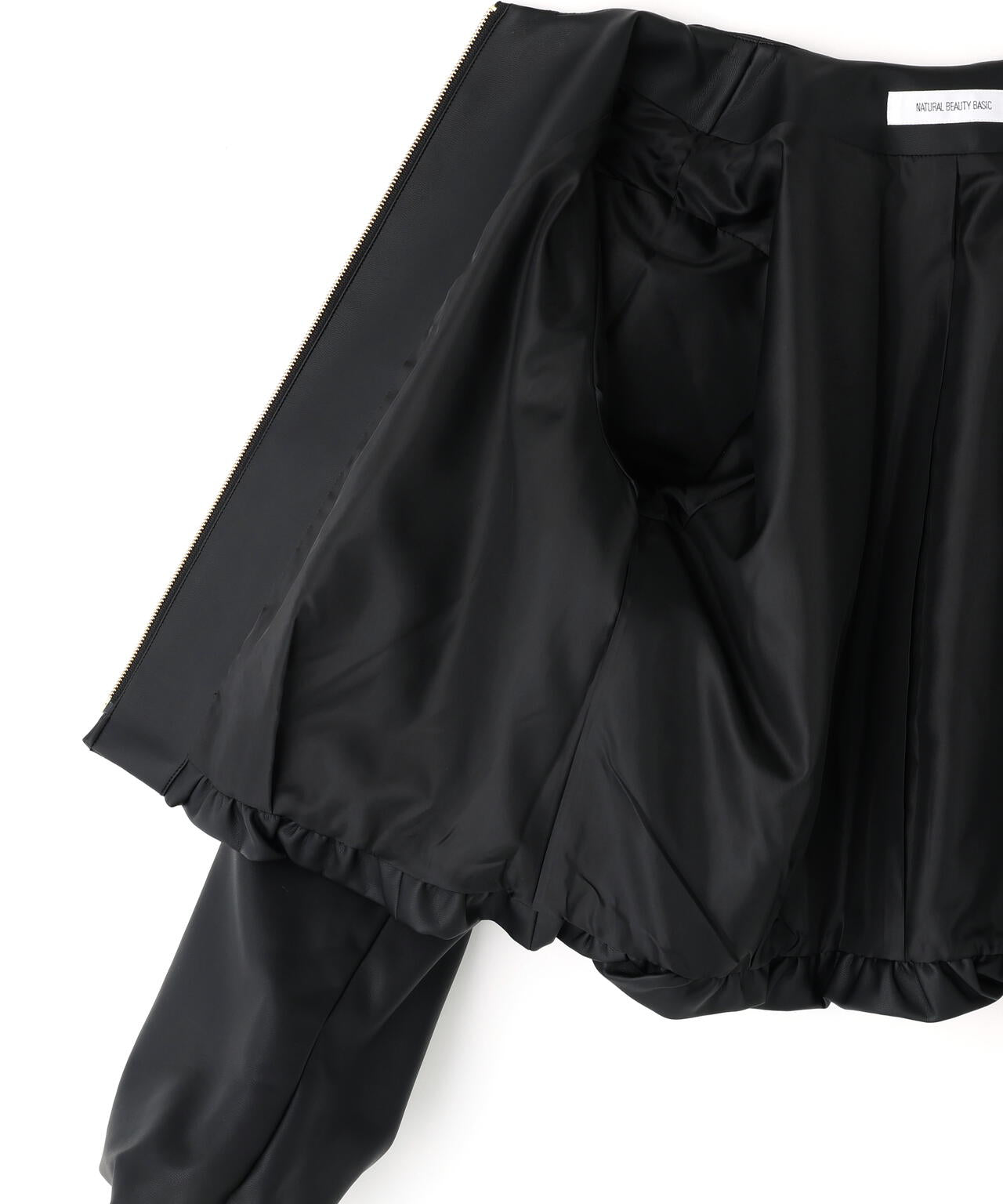 フェイクレザーギャザーブルゾン