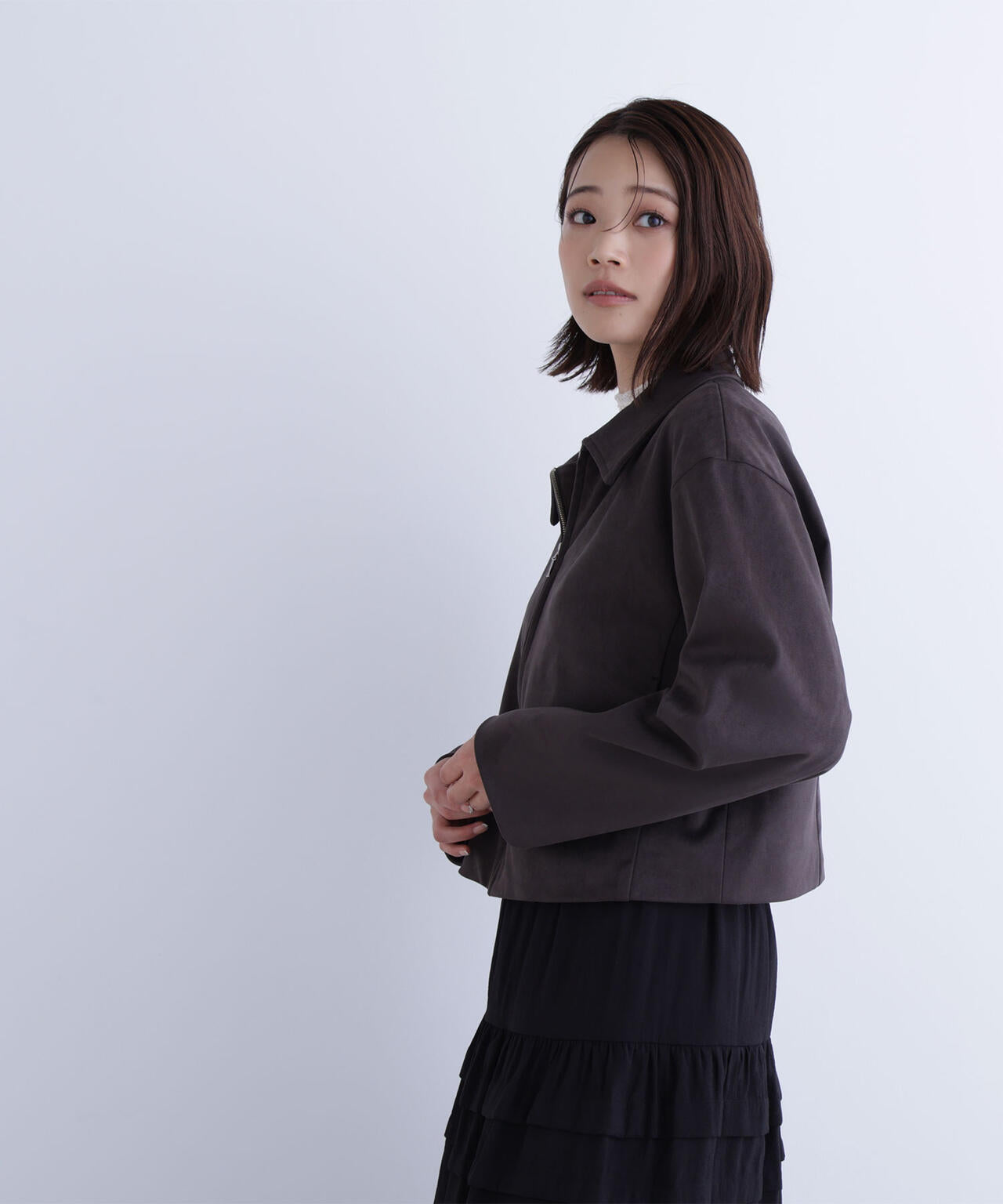 【Oggi掲載】ステンカラーフェイクスエードブルゾン