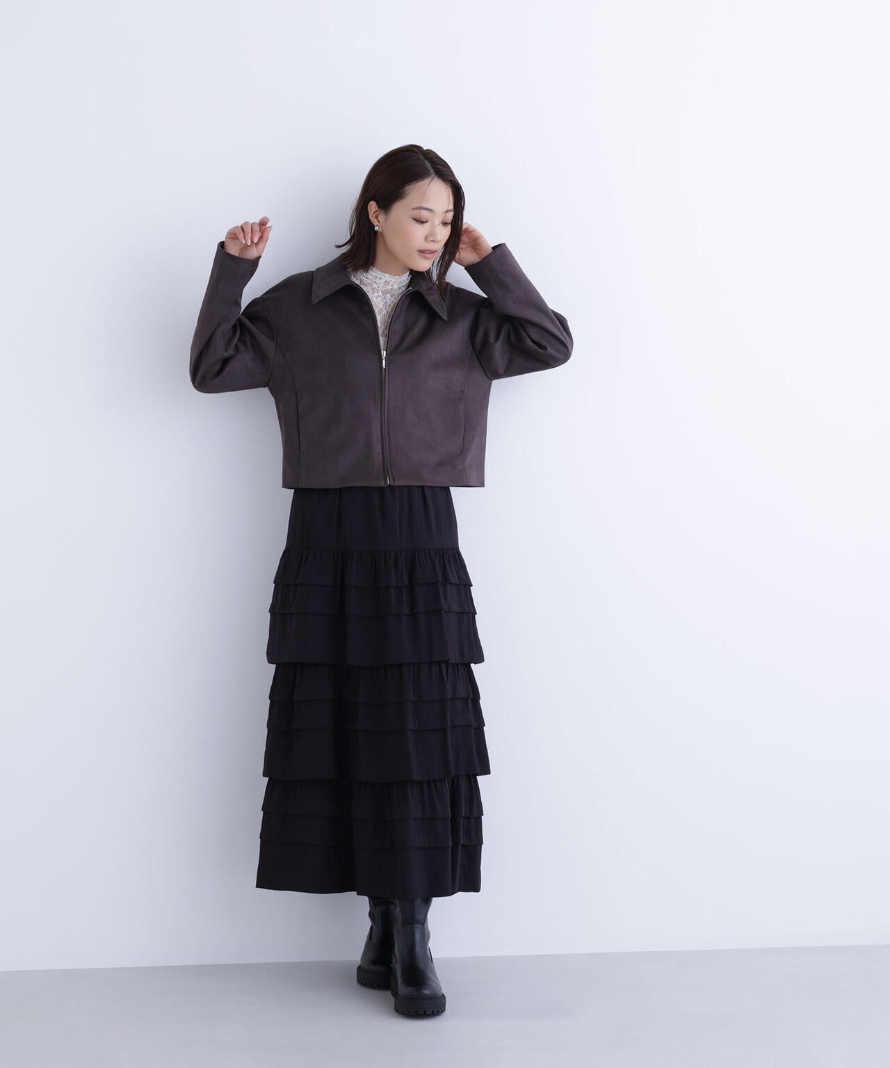 【Oggi掲載】ステンカラーフェイクスエードブルゾン