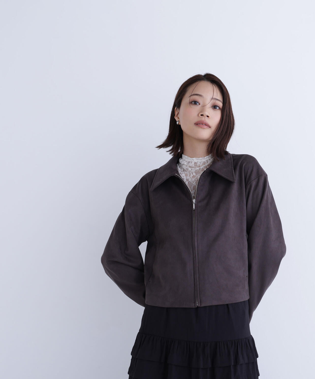 【Oggi掲載】ステンカラーフェイクスエードブルゾン