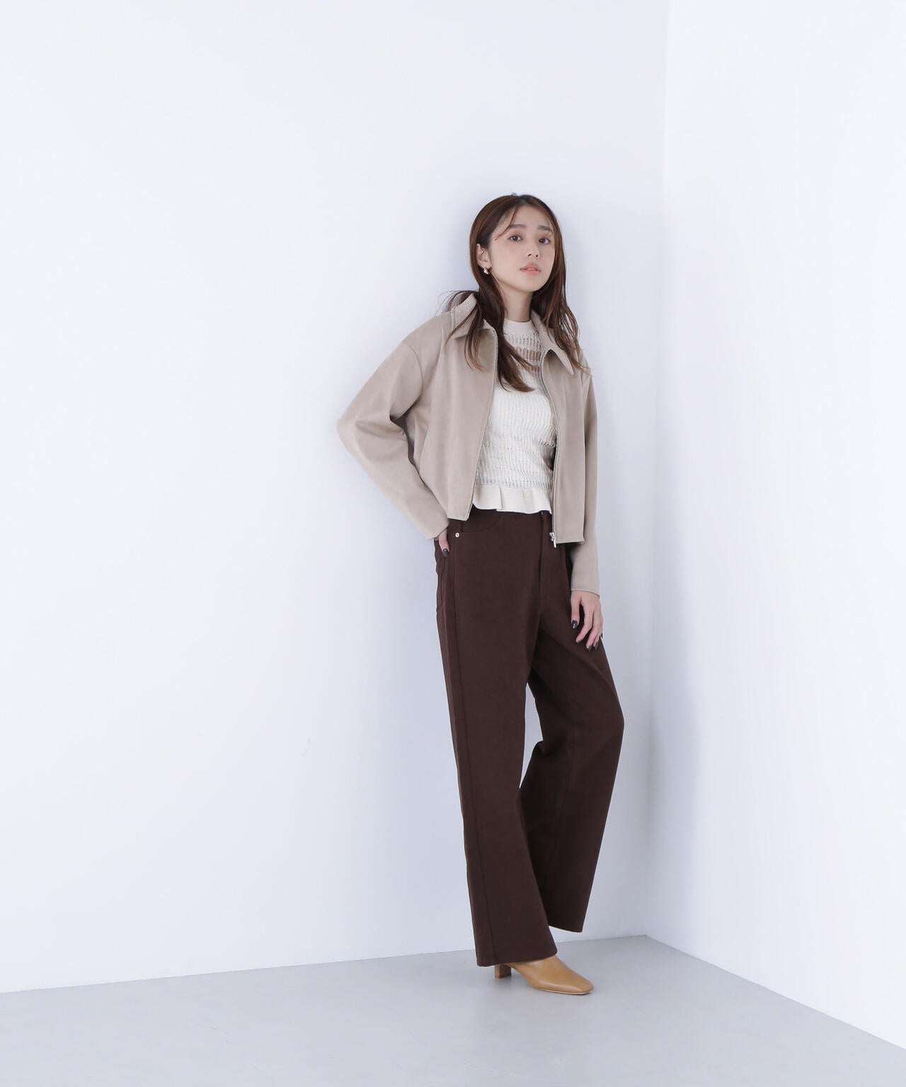 【Oggi掲載】ステンカラーフェイクスエードブルゾン