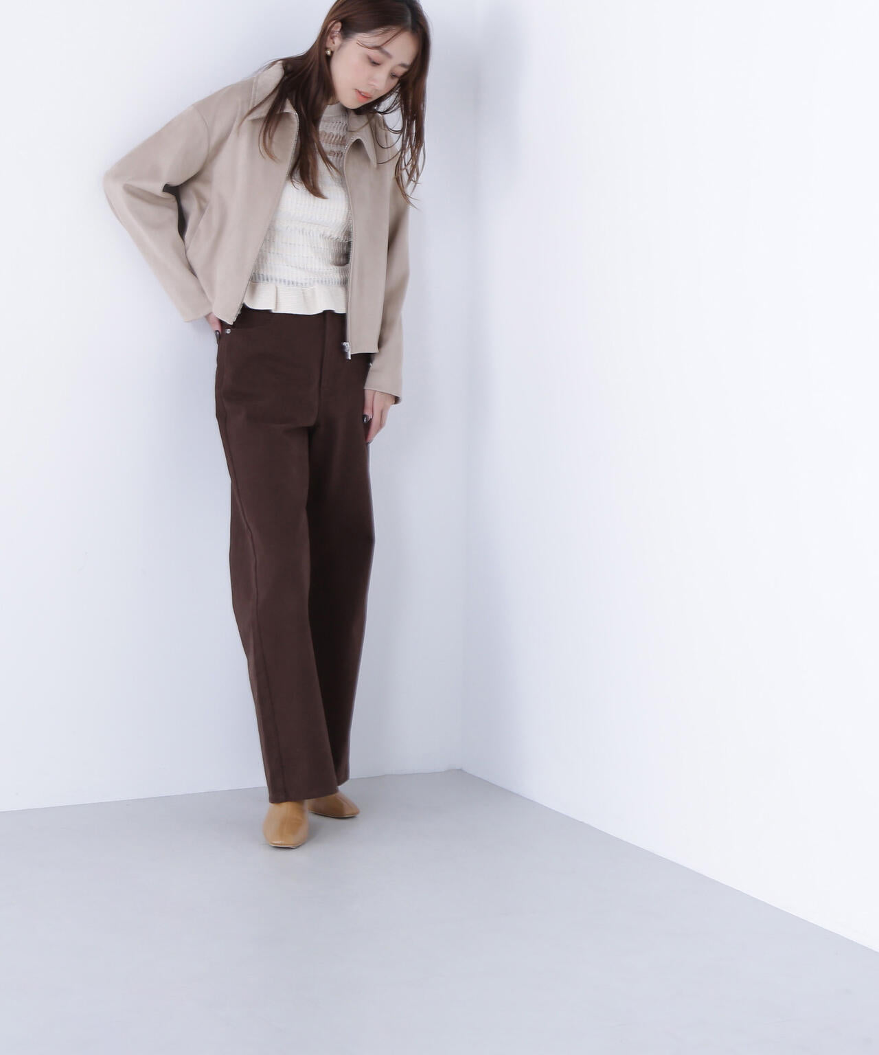 【Oggi掲載】ステンカラーフェイクスエードブルゾン