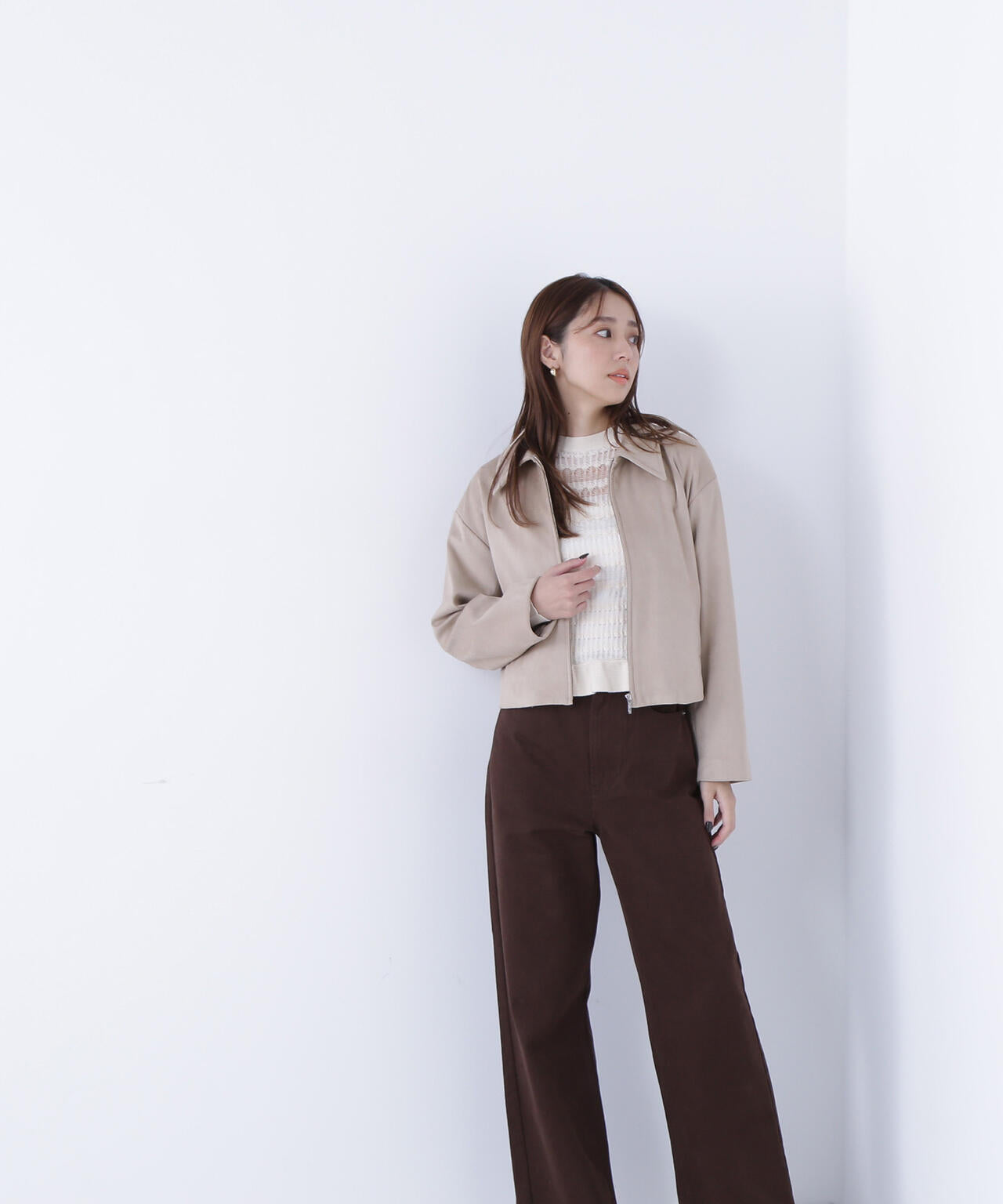 【Oggi掲載】ステンカラーフェイクスエードブルゾン