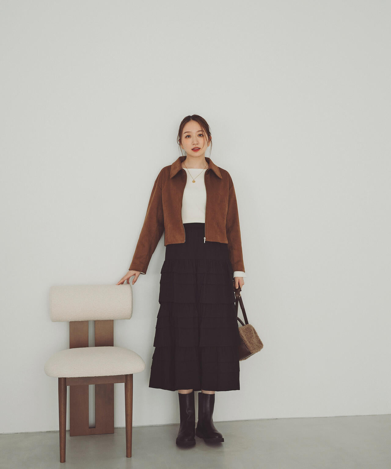 【Oggi掲載】ステンカラーフェイクスエードブルゾン