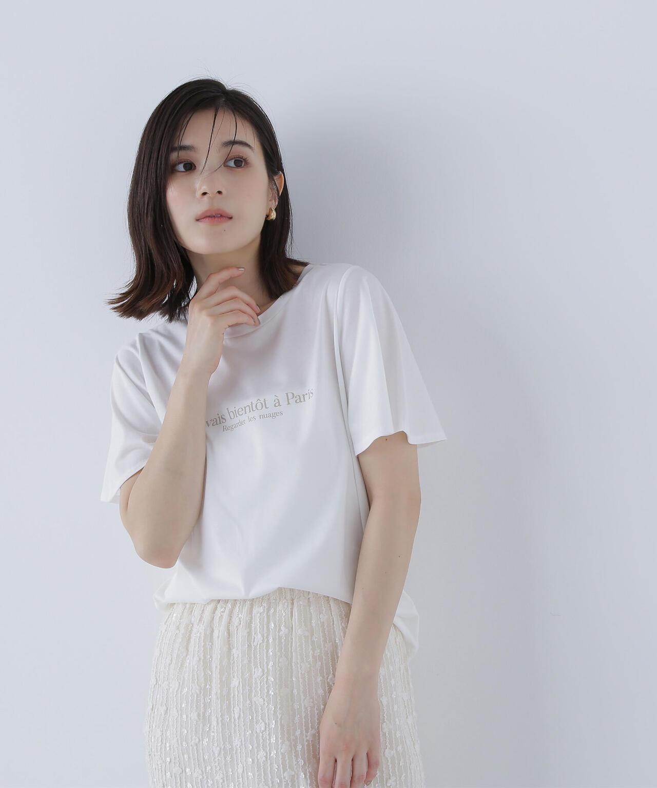 フレアスリーブロゴTシャツ*