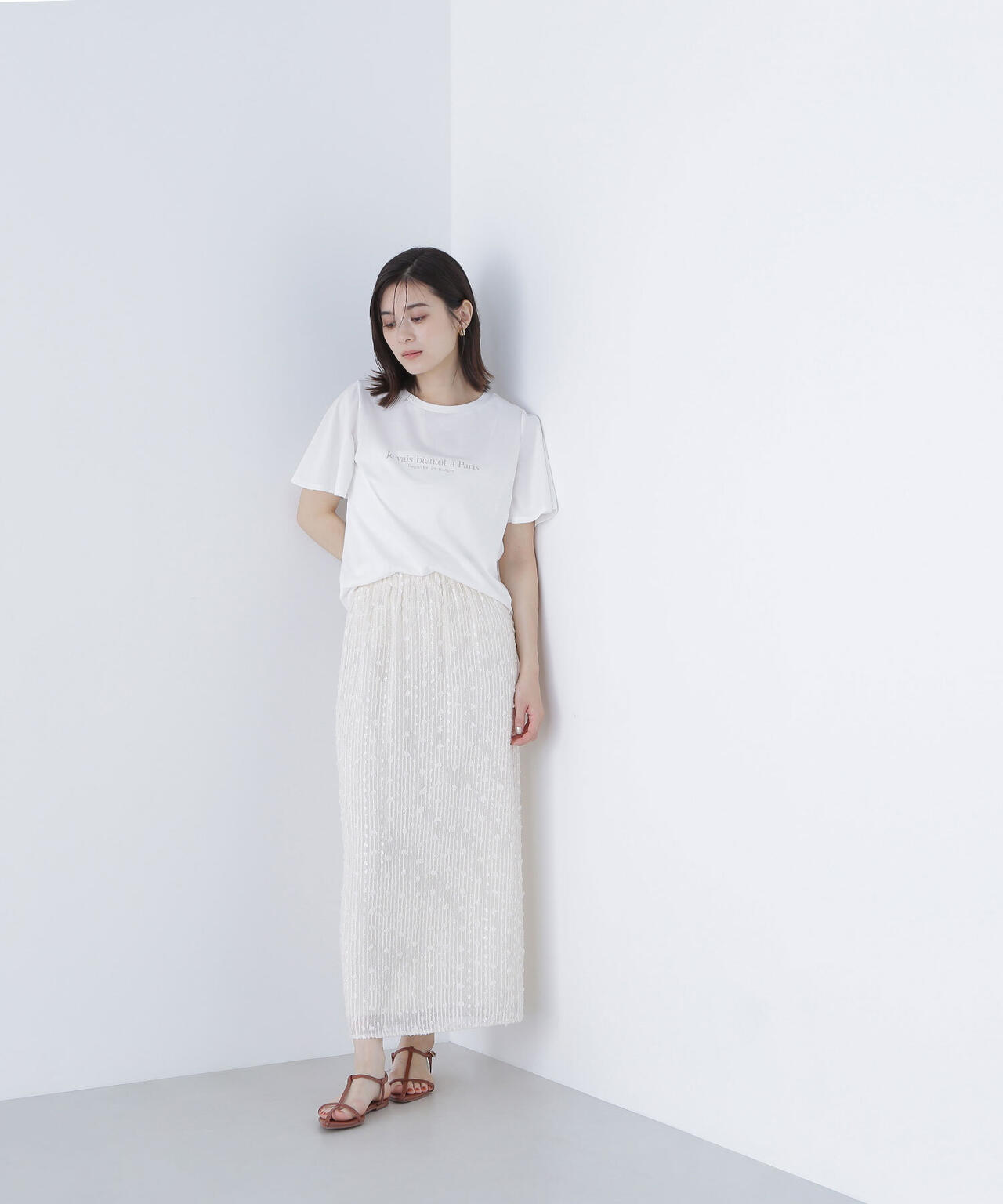 フレアスリーブロゴTシャツ*