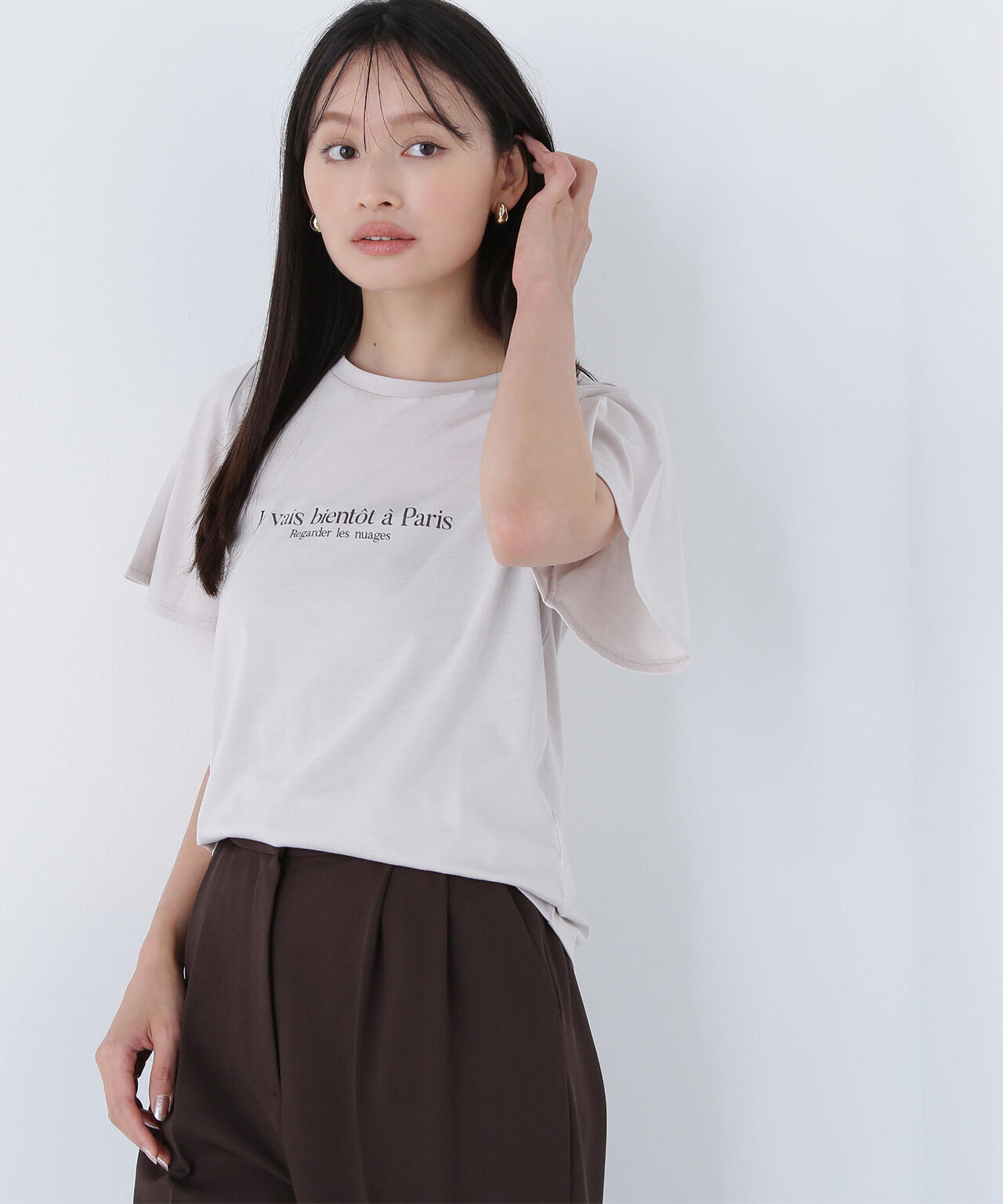 フレアスリーブロゴTシャツ*