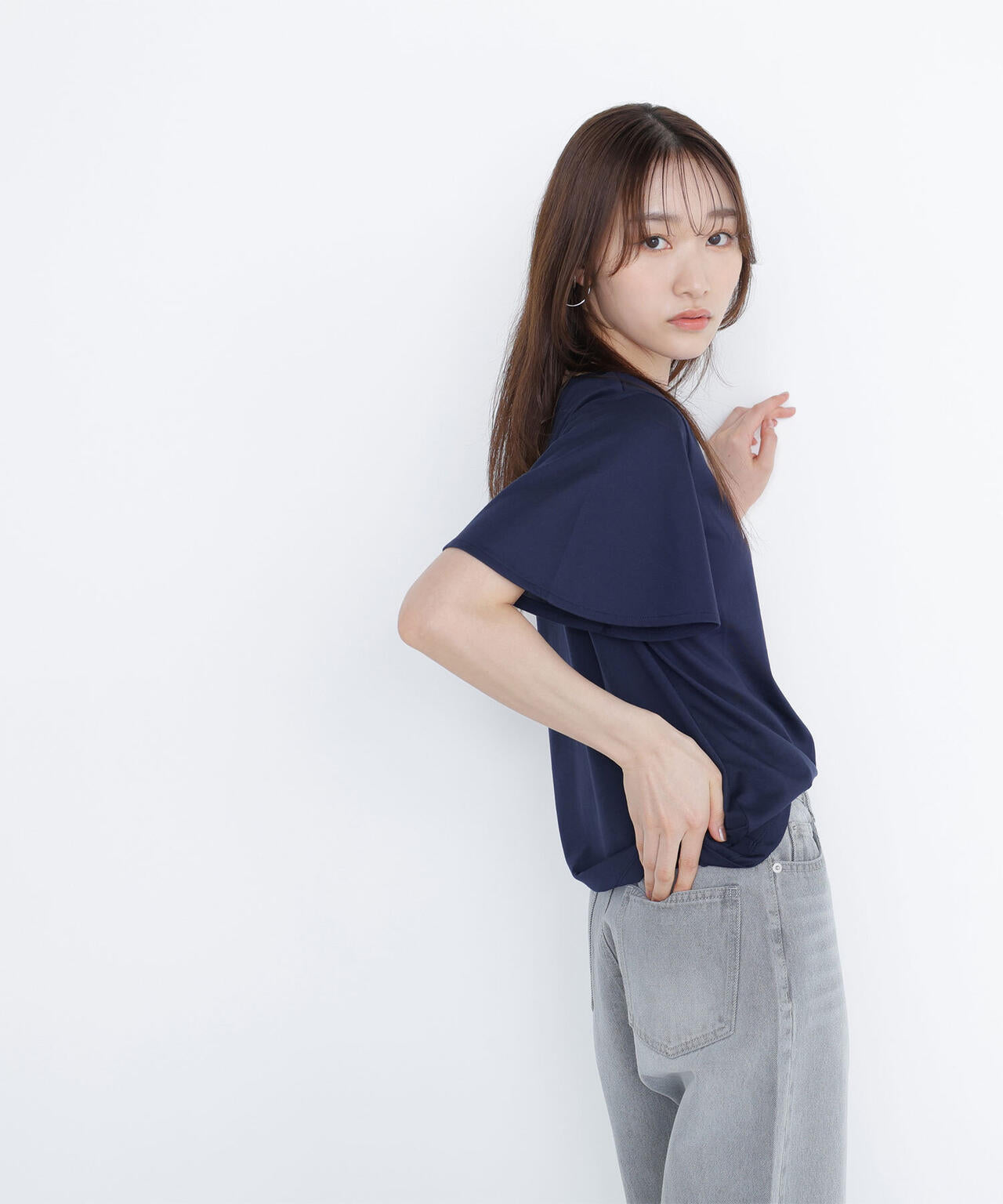 フレアスリーブロゴTシャツ*