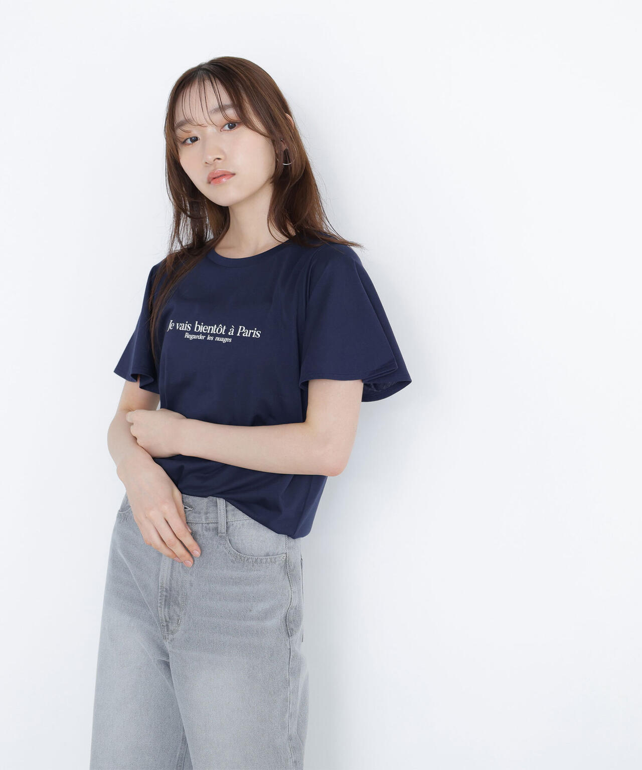フレアスリーブロゴTシャツ*