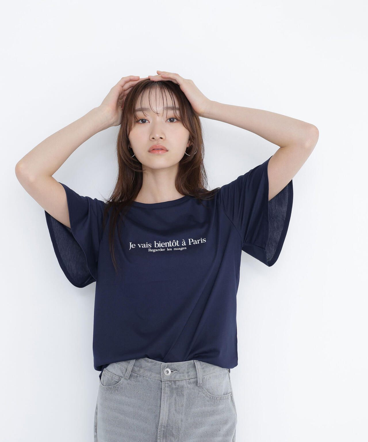 フレアスリーブロゴTシャツ*