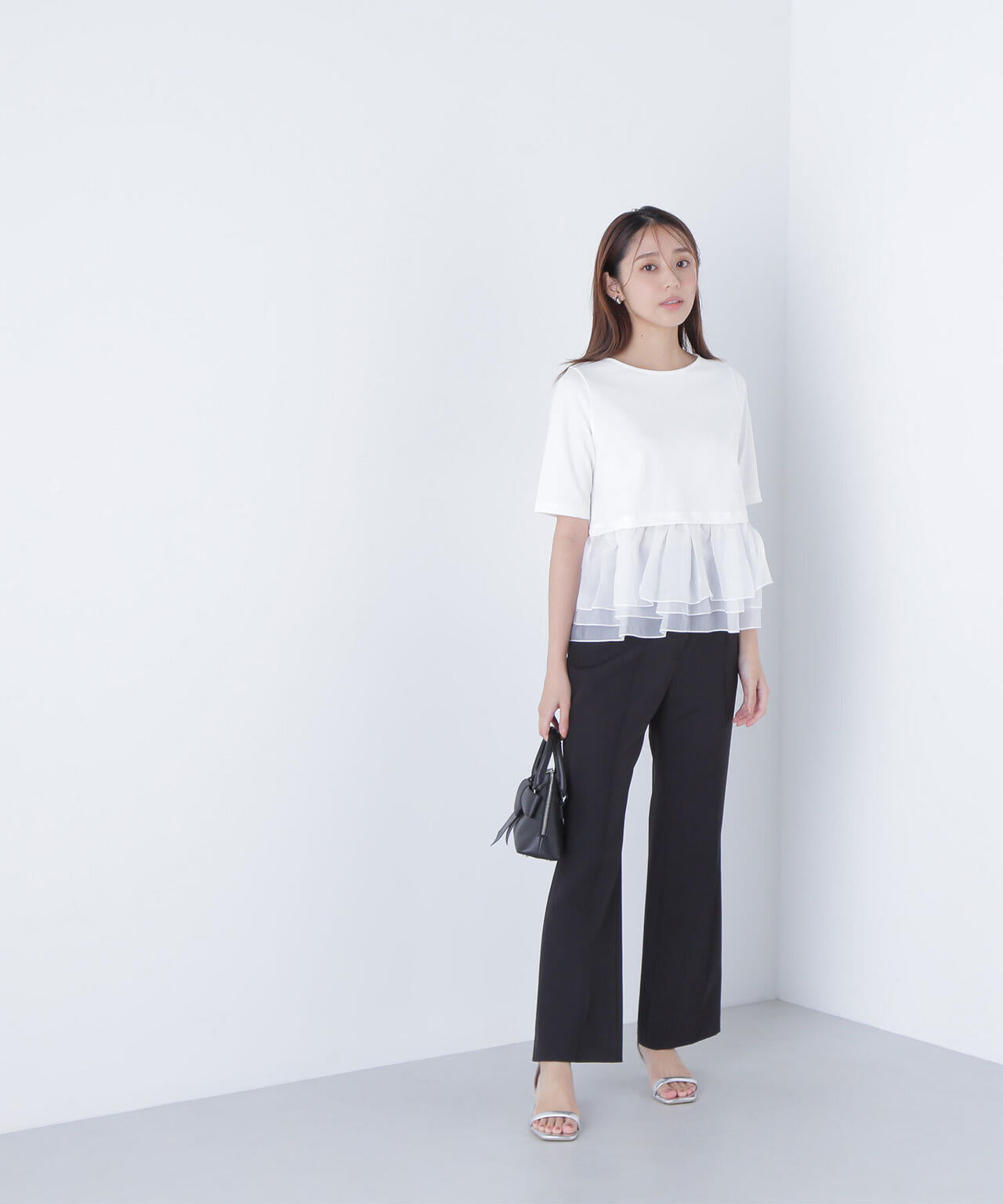 シフォンドッキングペプラムカットソー*