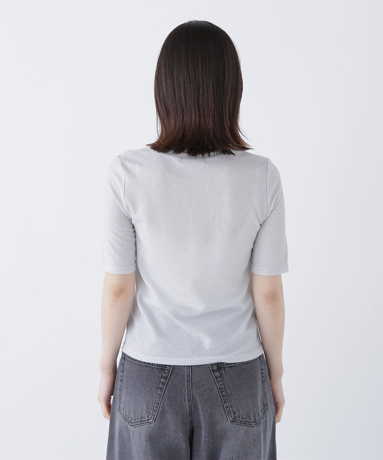 ラメリブカットソー