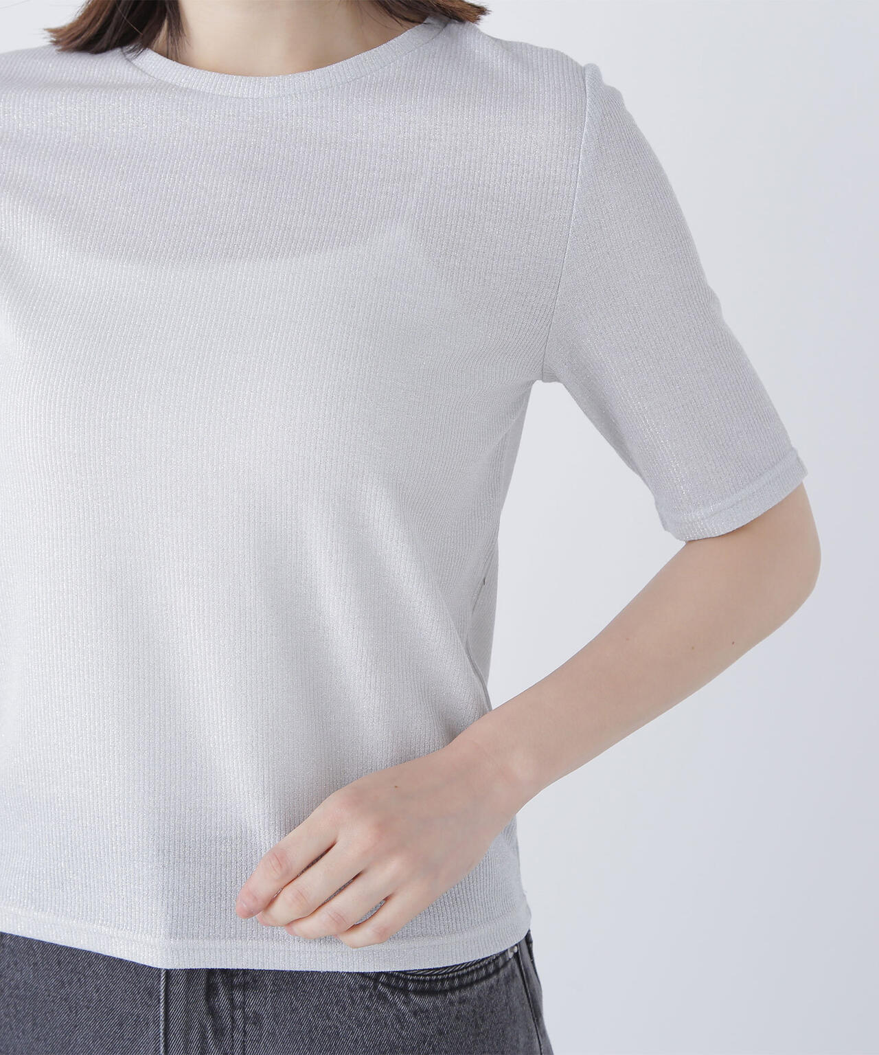 ラメリブカットソー