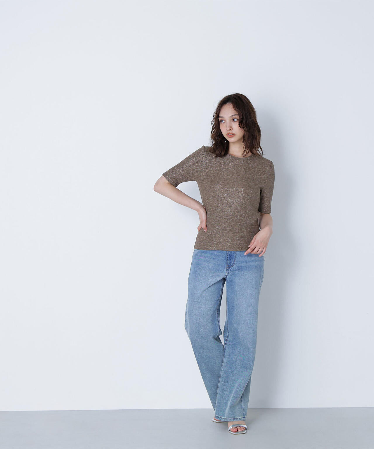 ラメリブカットソー