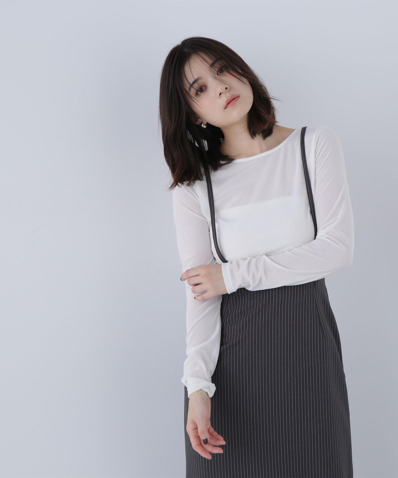 ベロアボートネックカットソー