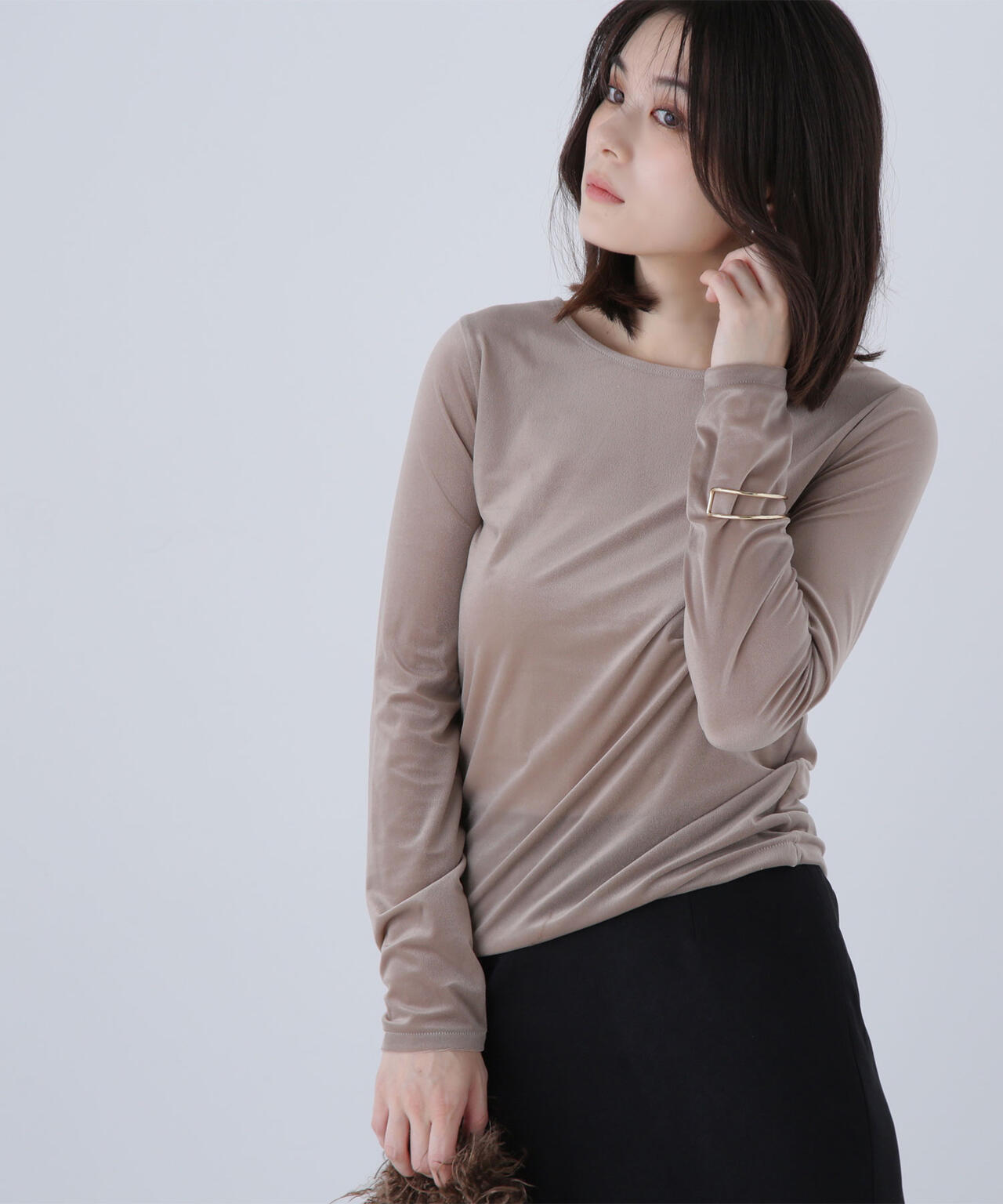 ベロアボートネックカットソー