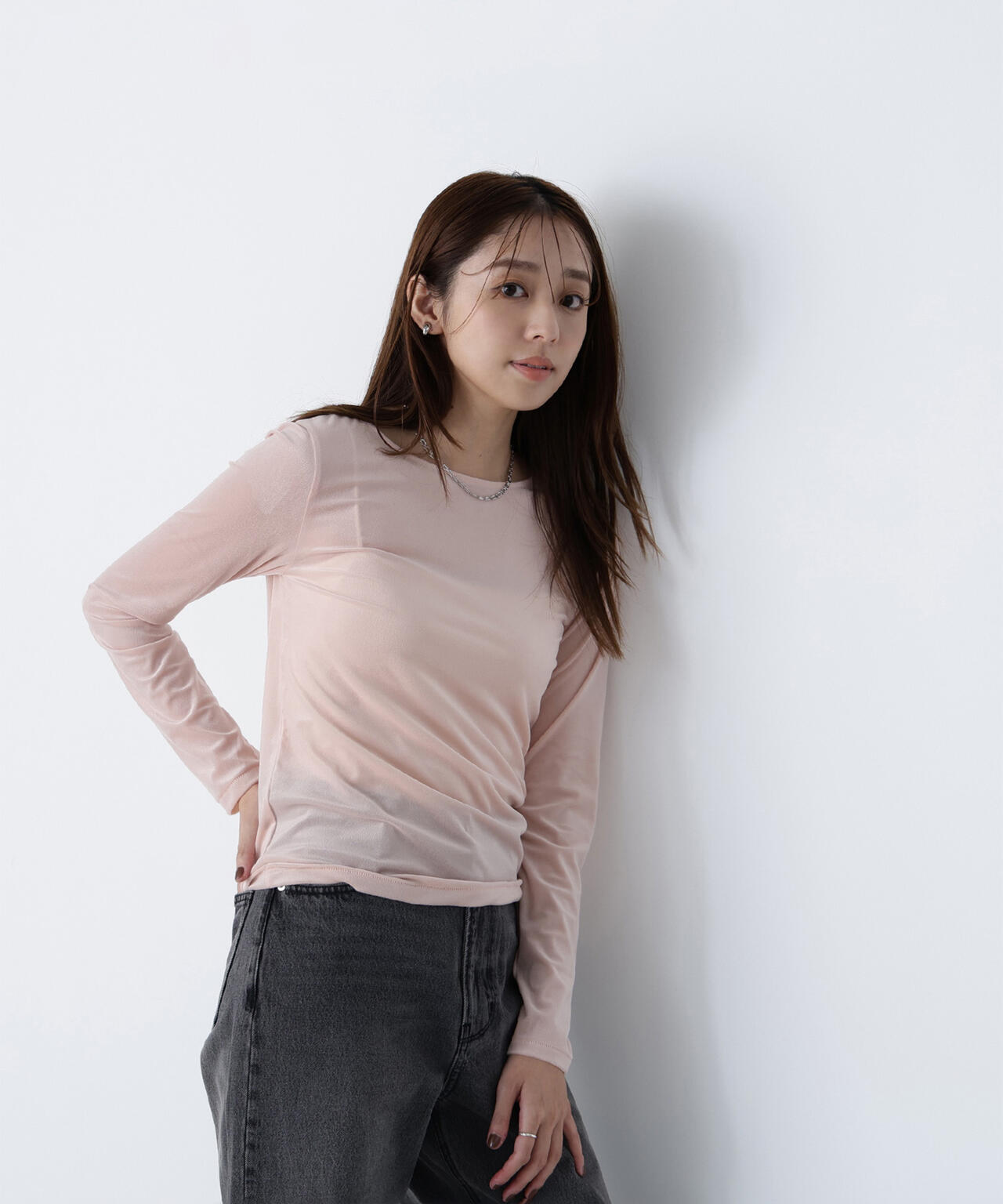 ベロアボートネックカットソー