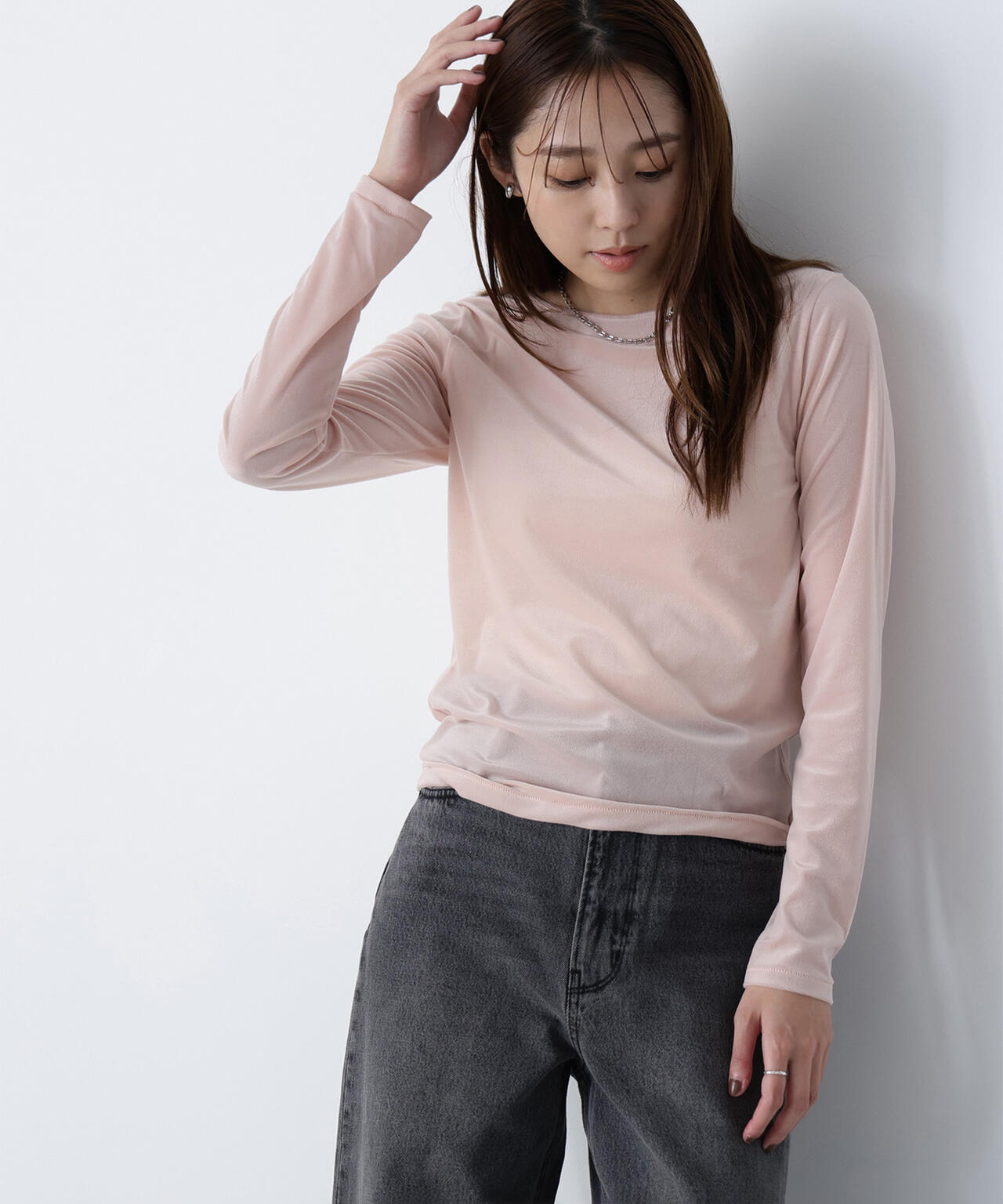 ベロアボートネックカットソー