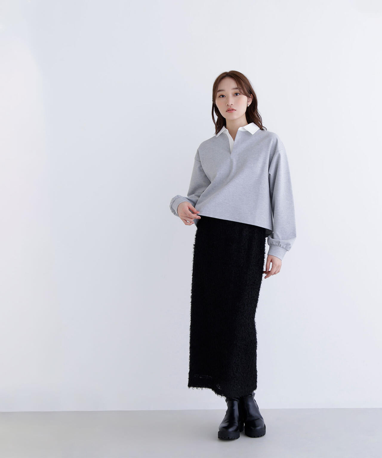 クロップドポロカラートップス