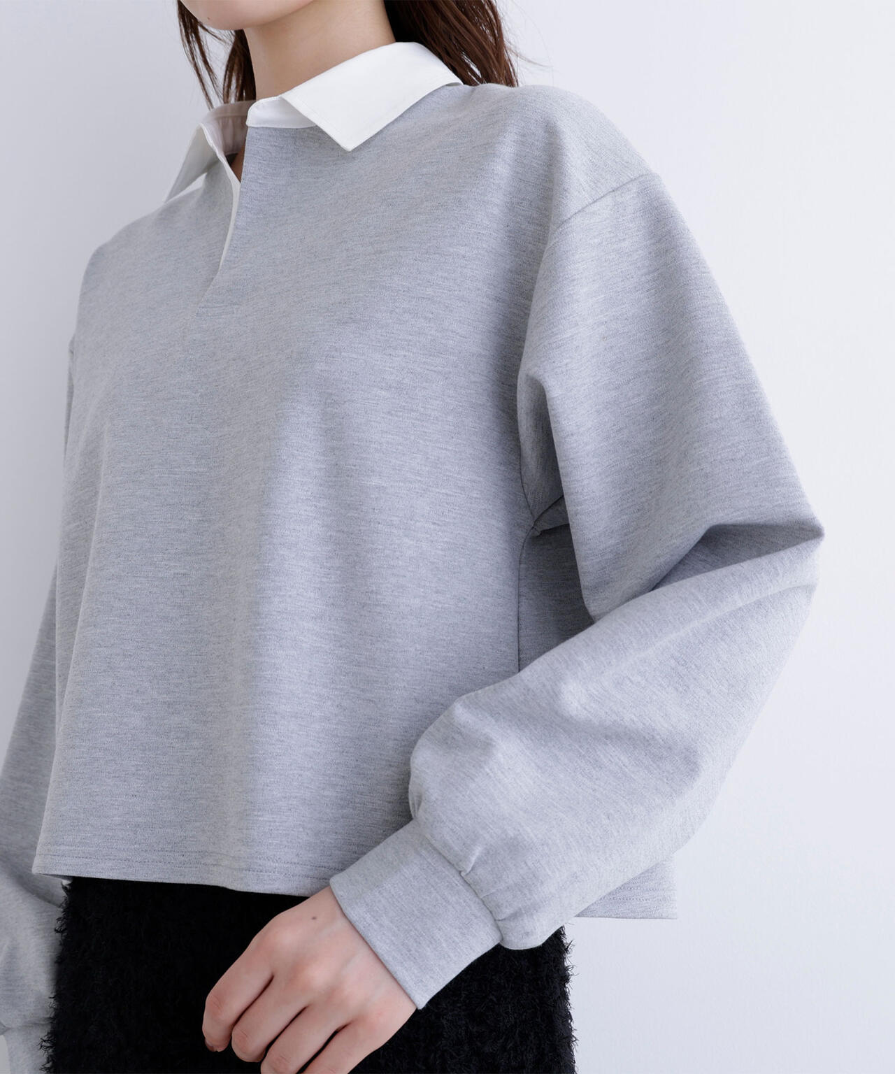 クロップドポロカラートップス