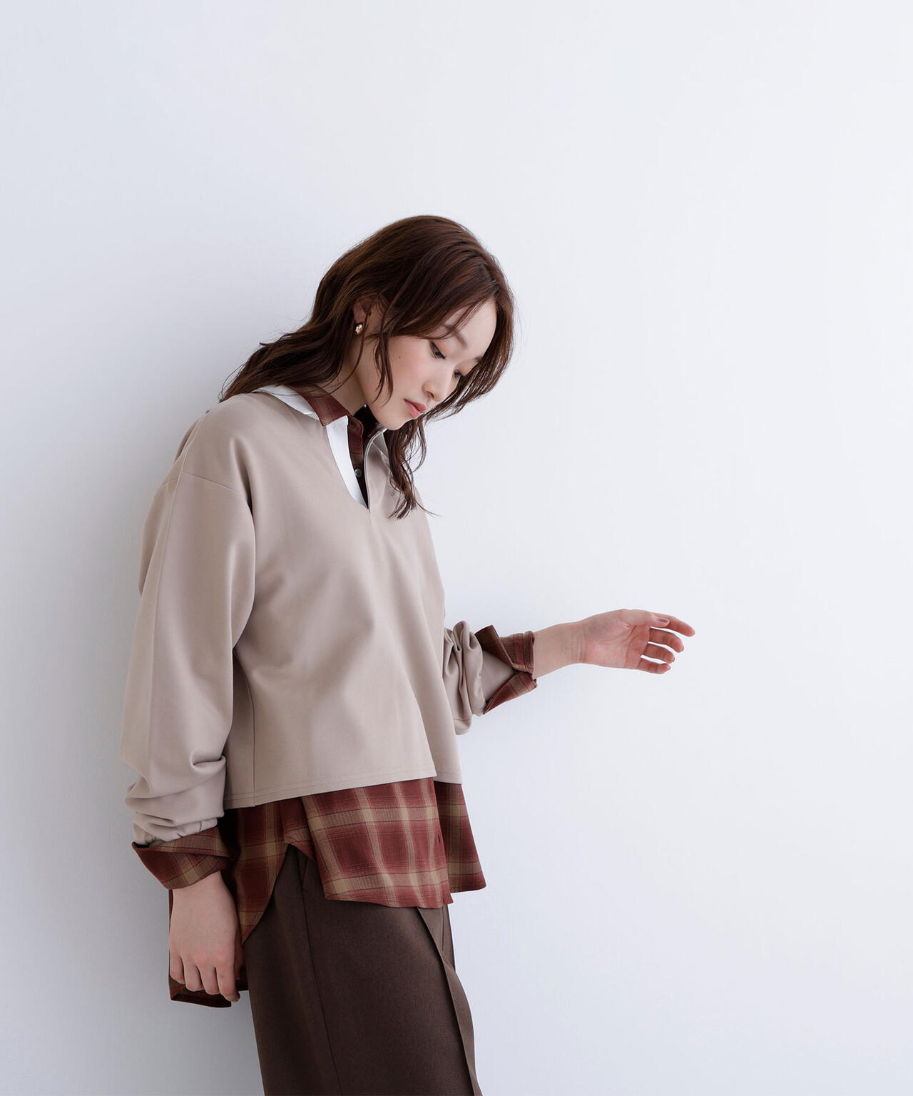 クロップドポロカラートップス