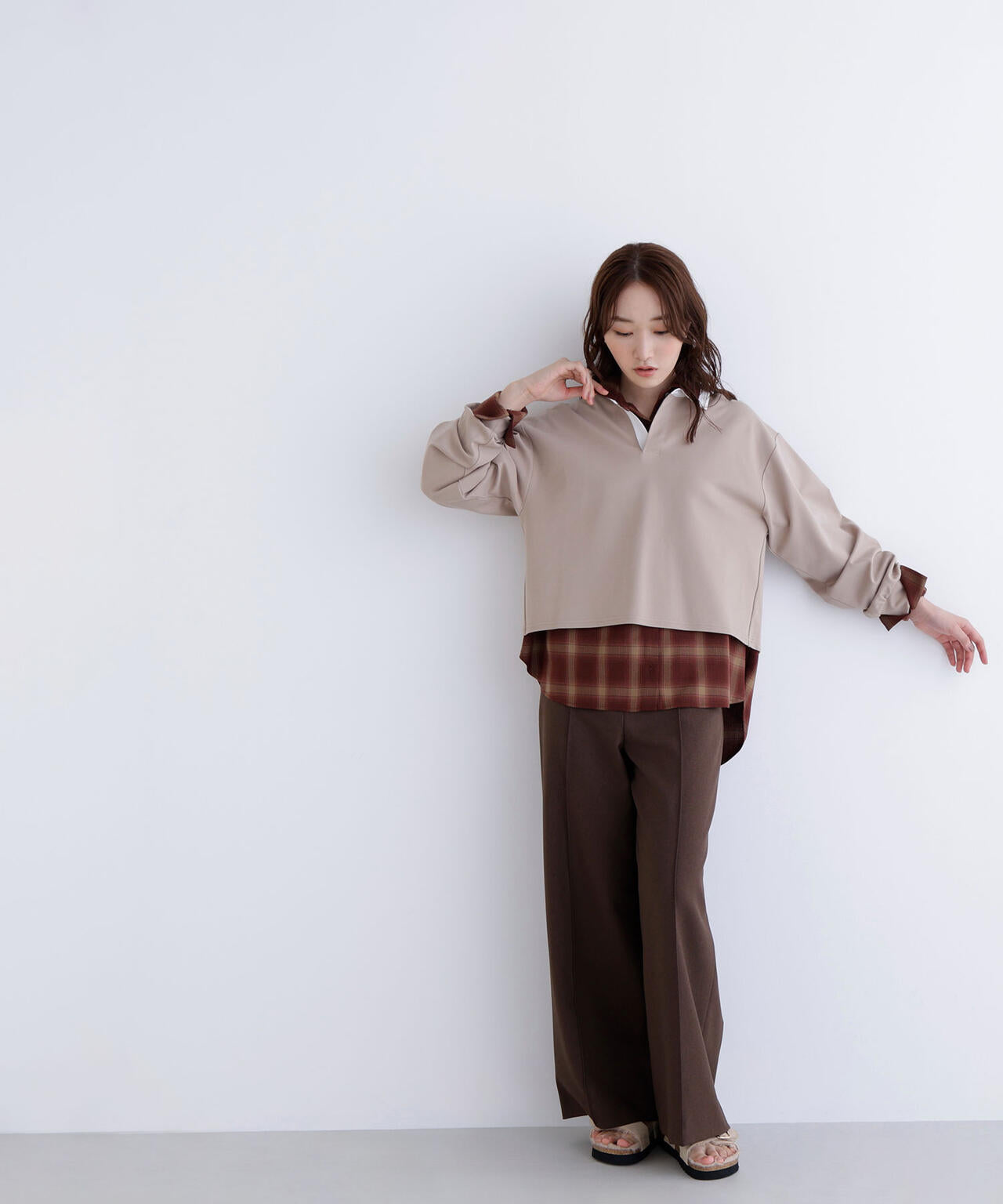 クロップドポロカラートップス