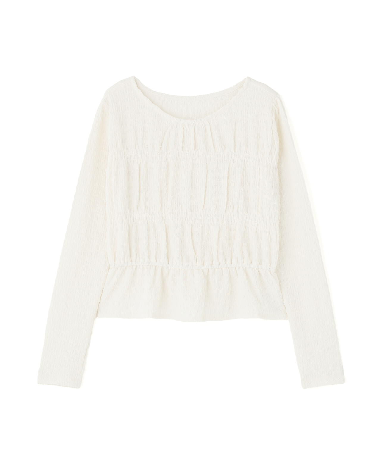 シャーリングペプラムカットソー長袖