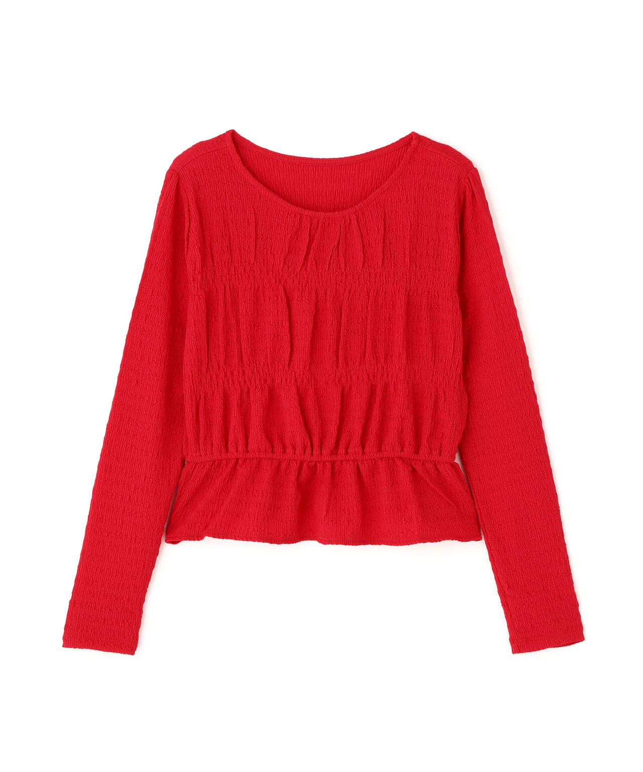 シャーリングペプラムカットソー長袖