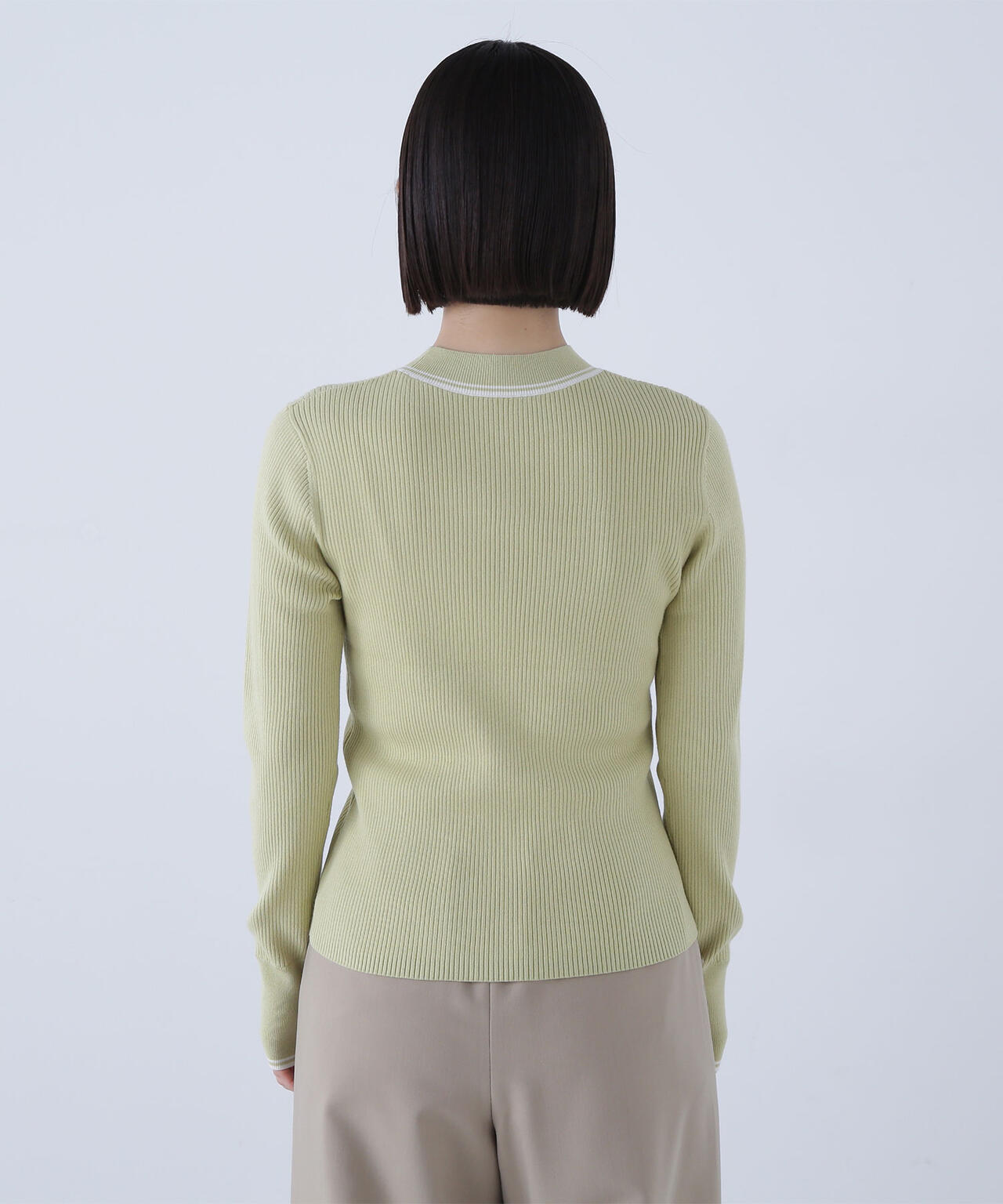 バイカラーラインリブニット