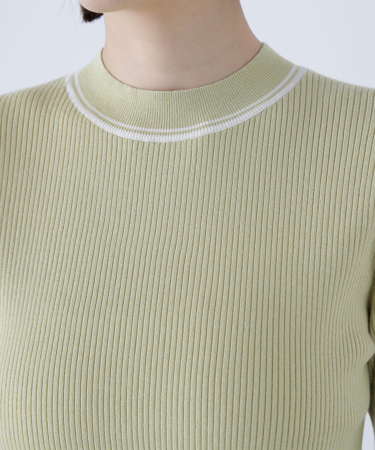 バイカラーラインリブニット