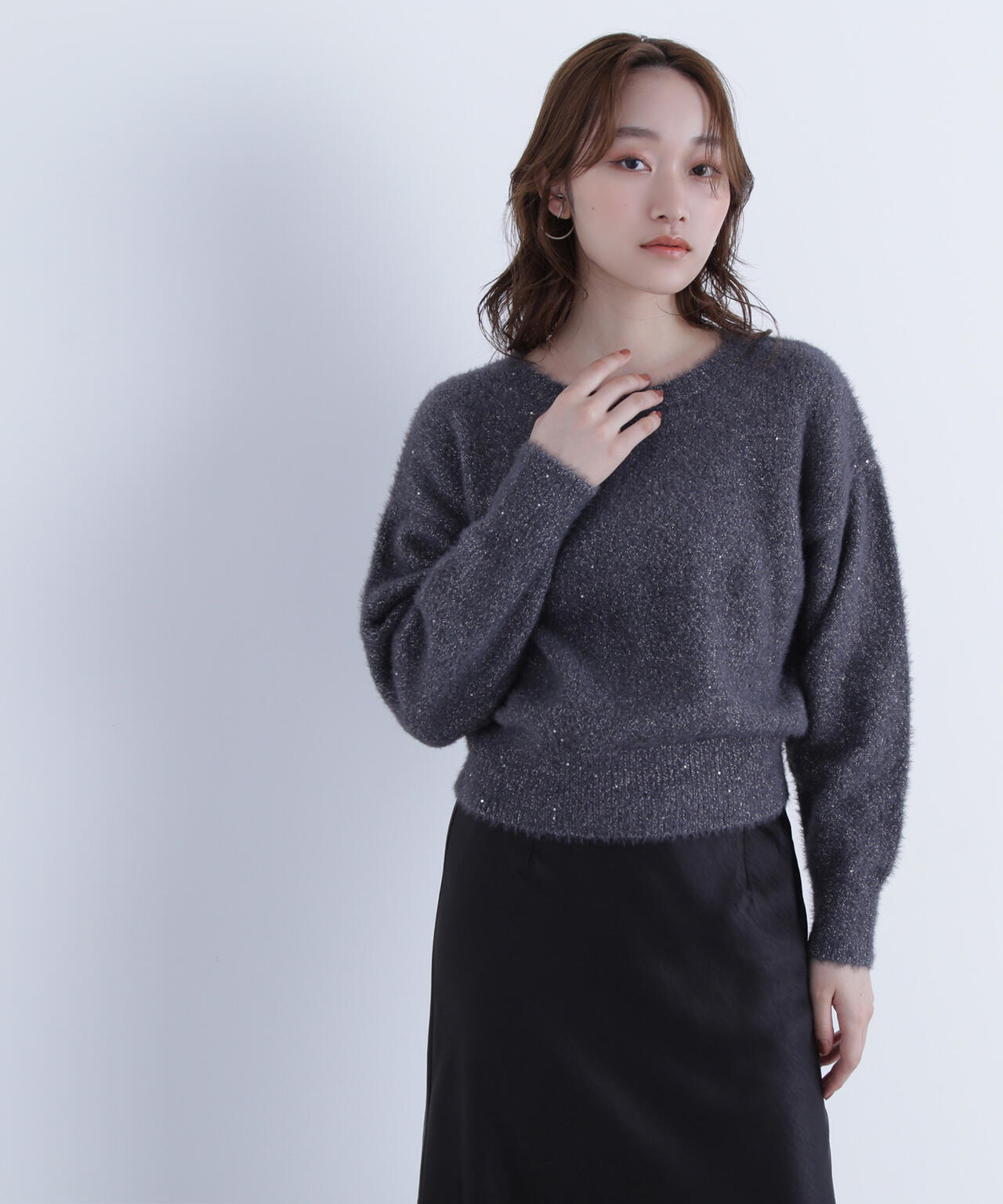 スパンコールフェザーニット