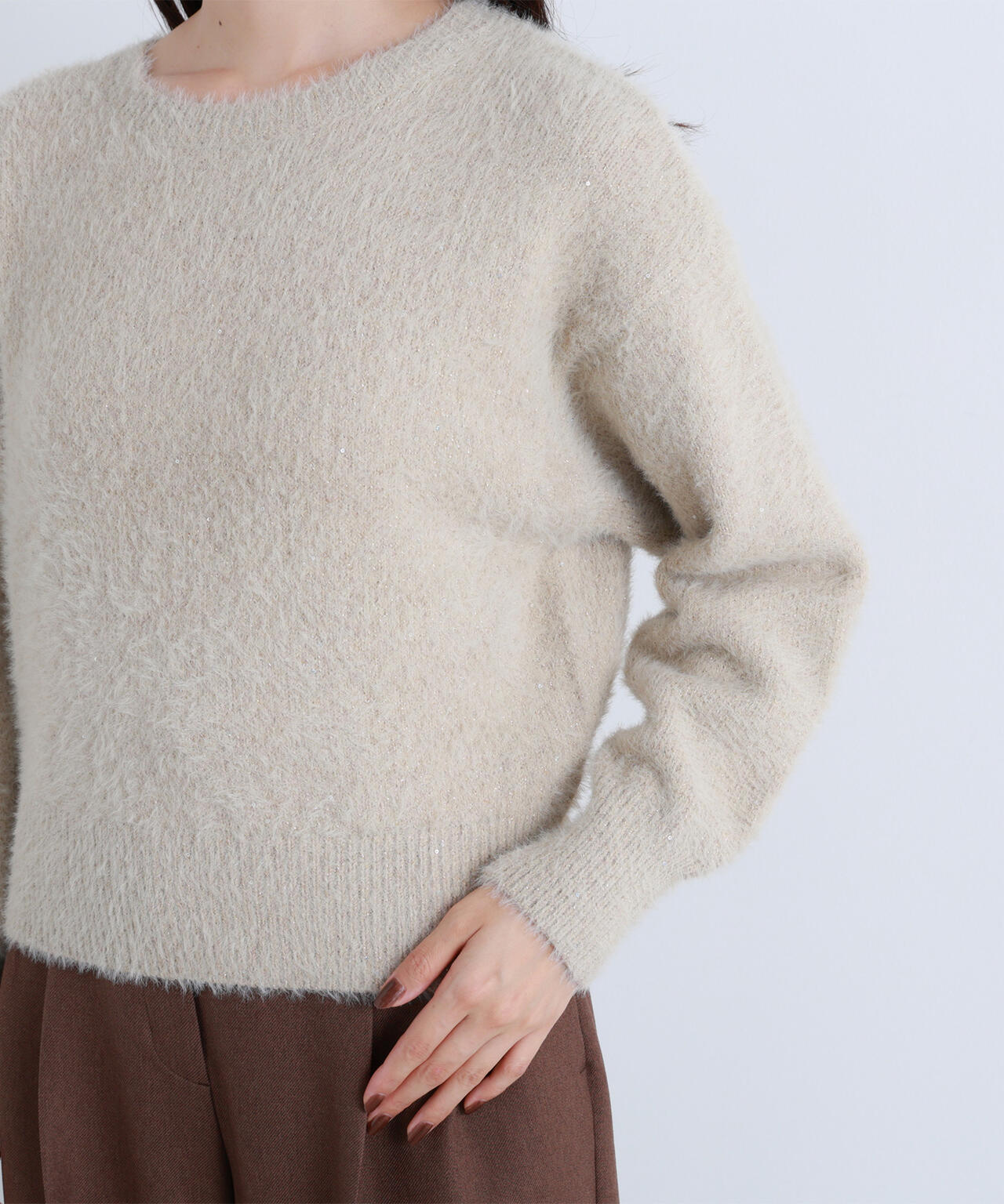 スパンコールフェザーニット