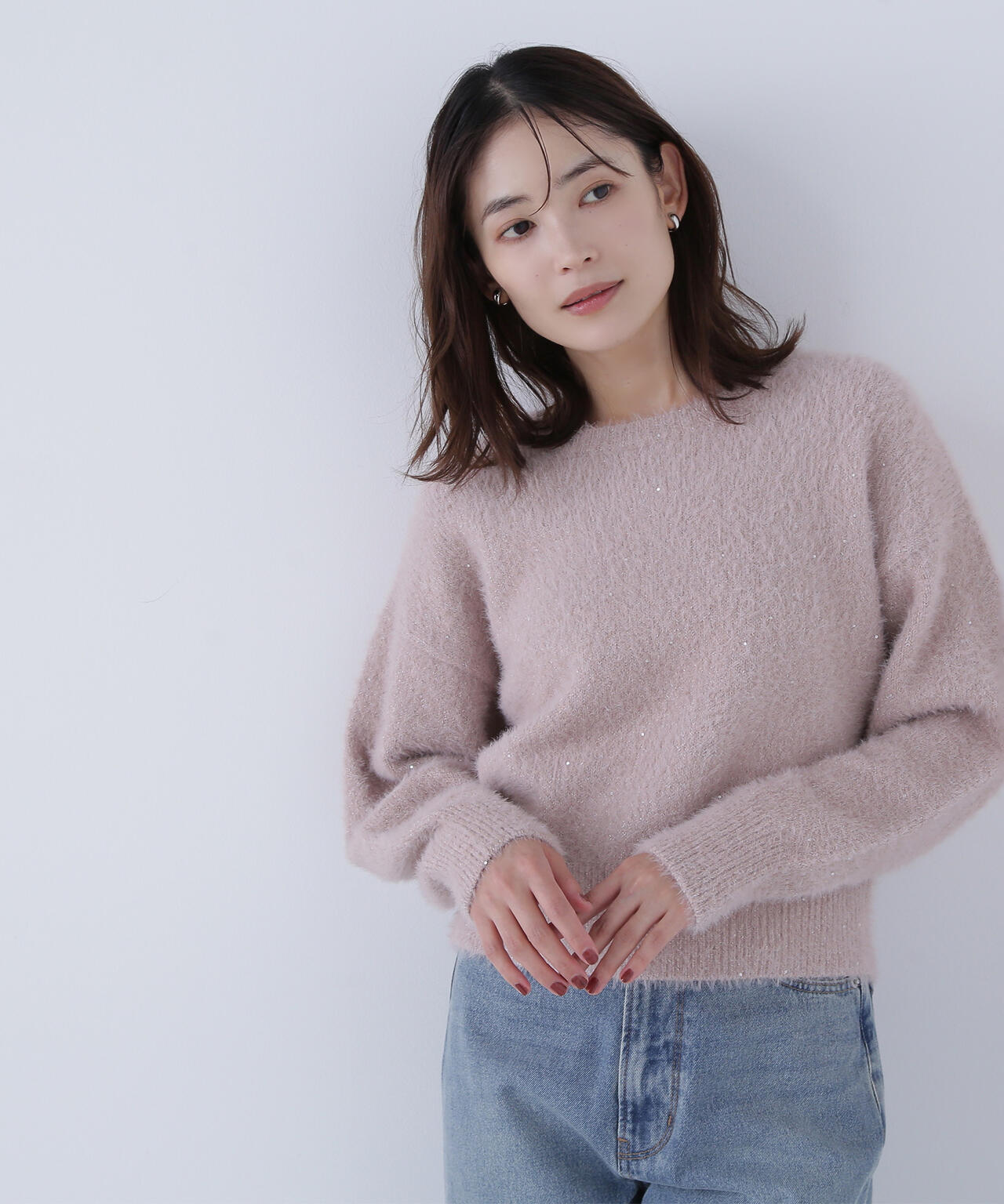 スパンコールフェザーニット