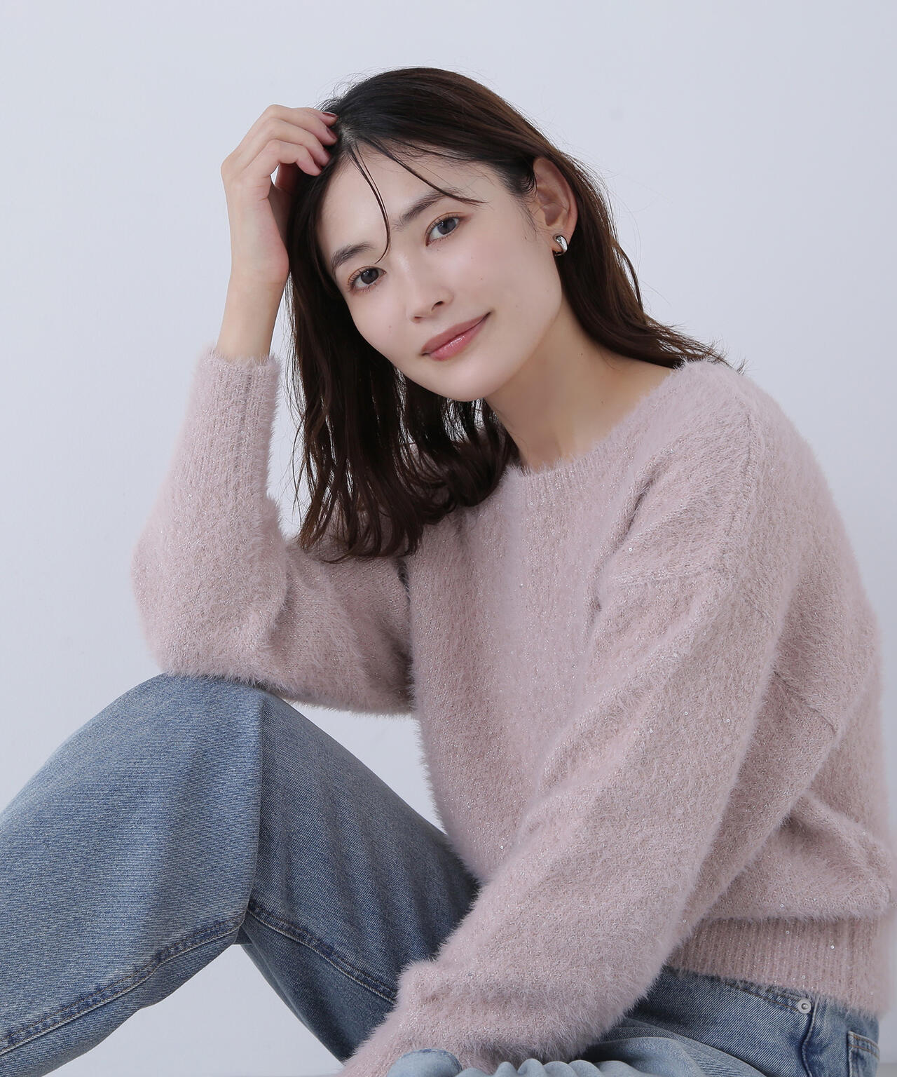 スパンコールフェザーニット