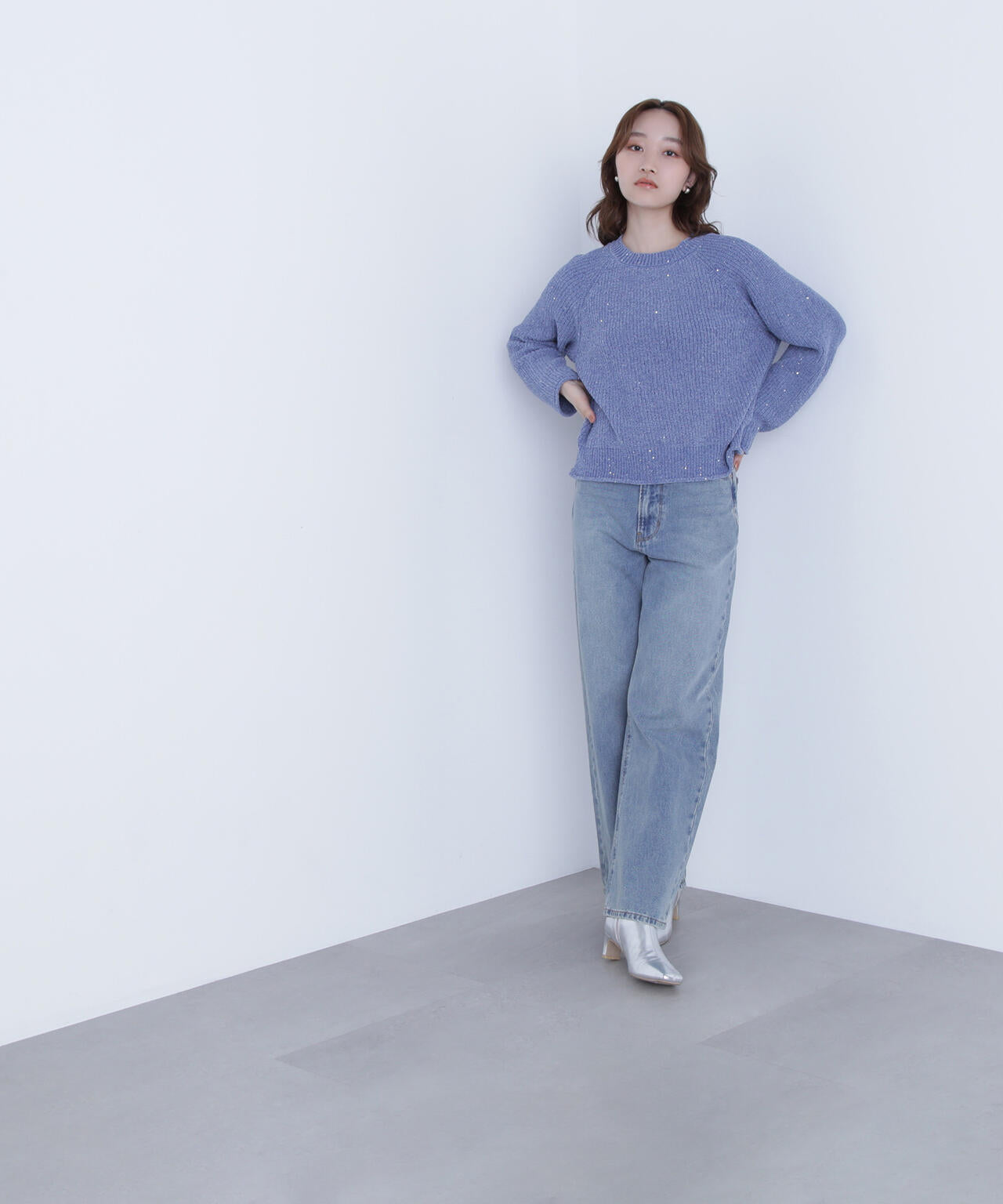 スパンコールモールニット