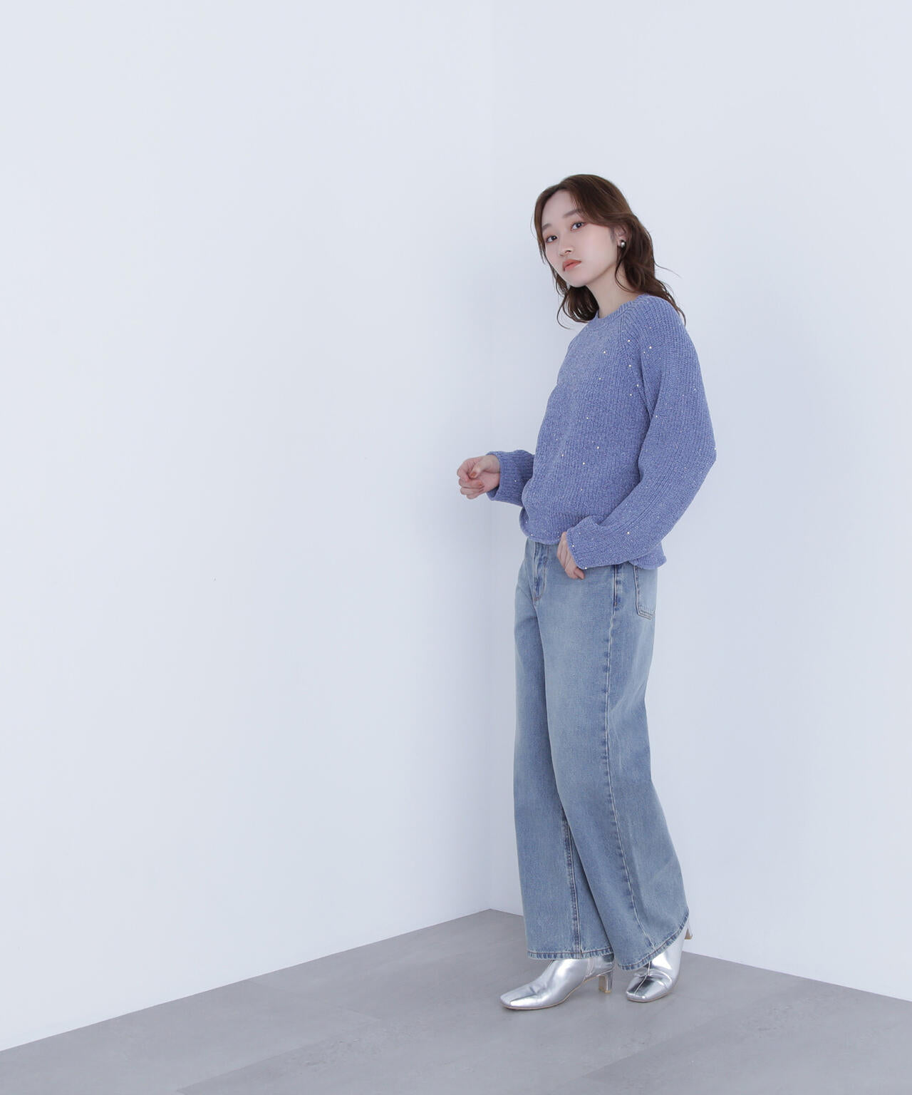 スパンコールモールニット