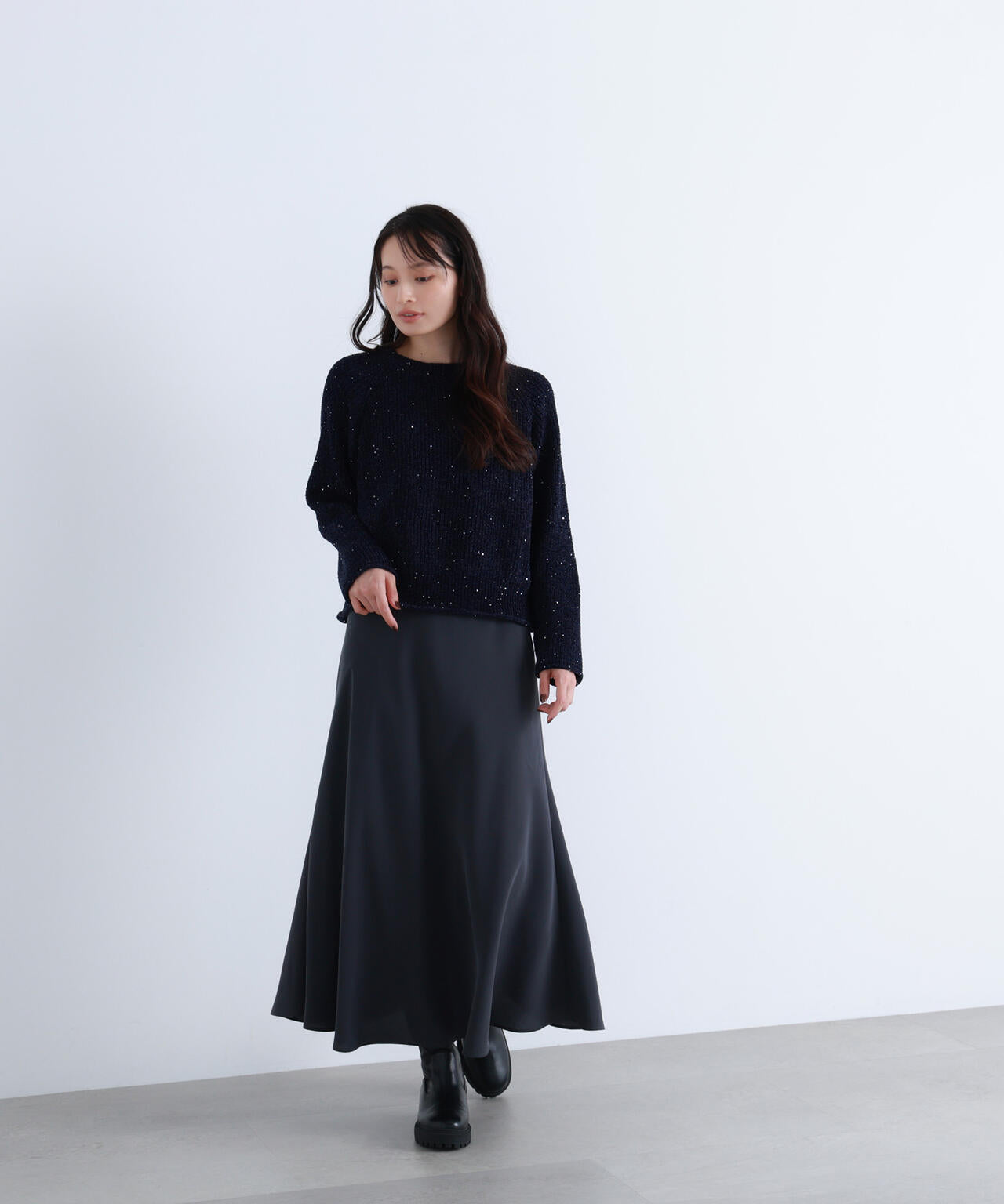 スパンコールモールニット