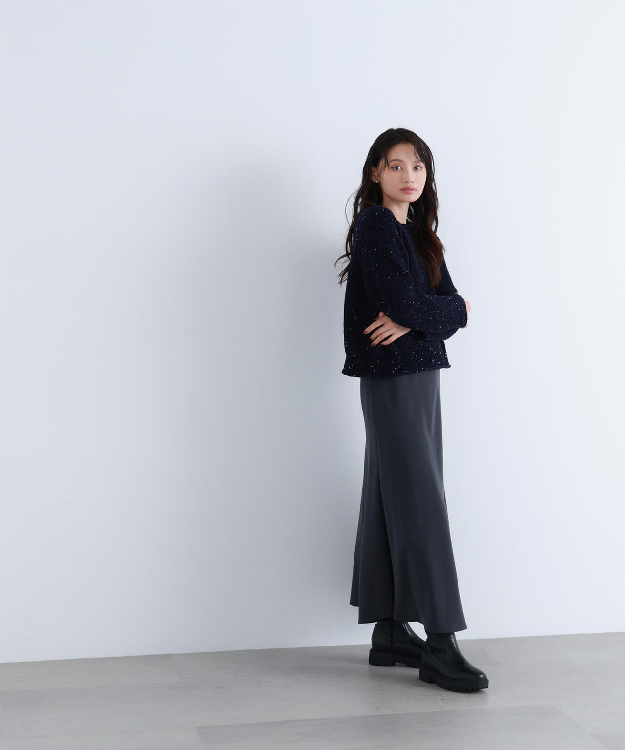 スパンコールモールニット