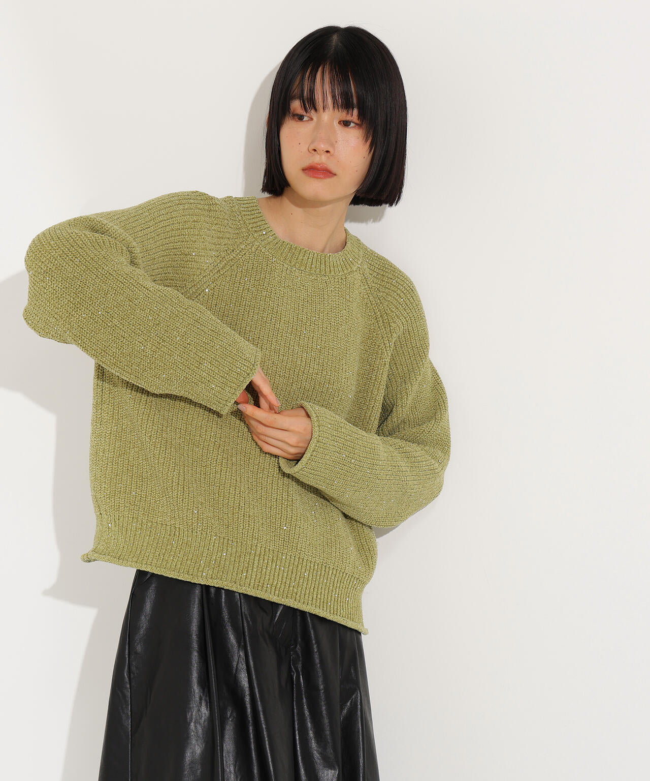 スパンコールモールニット