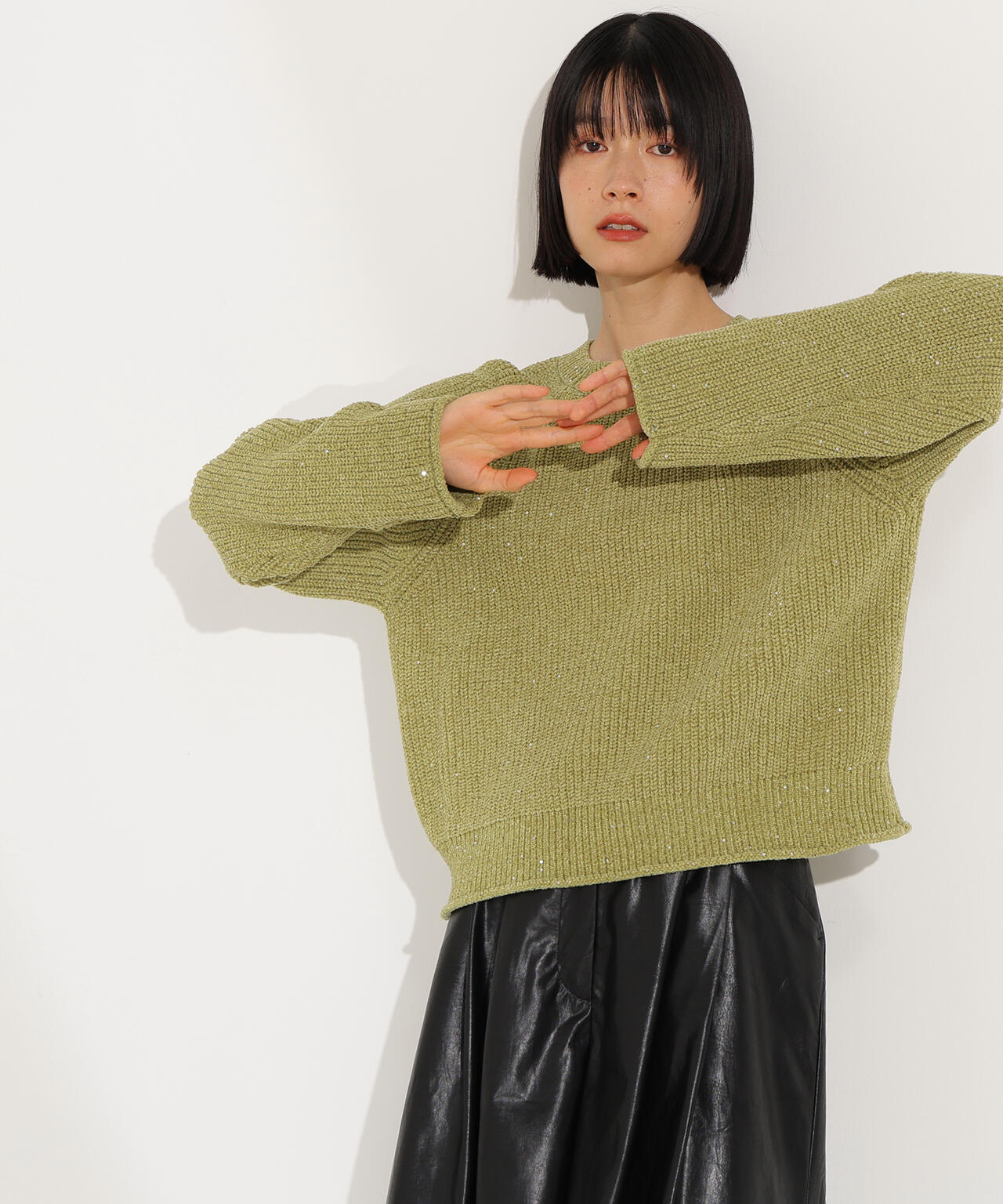 スパンコールモールニット