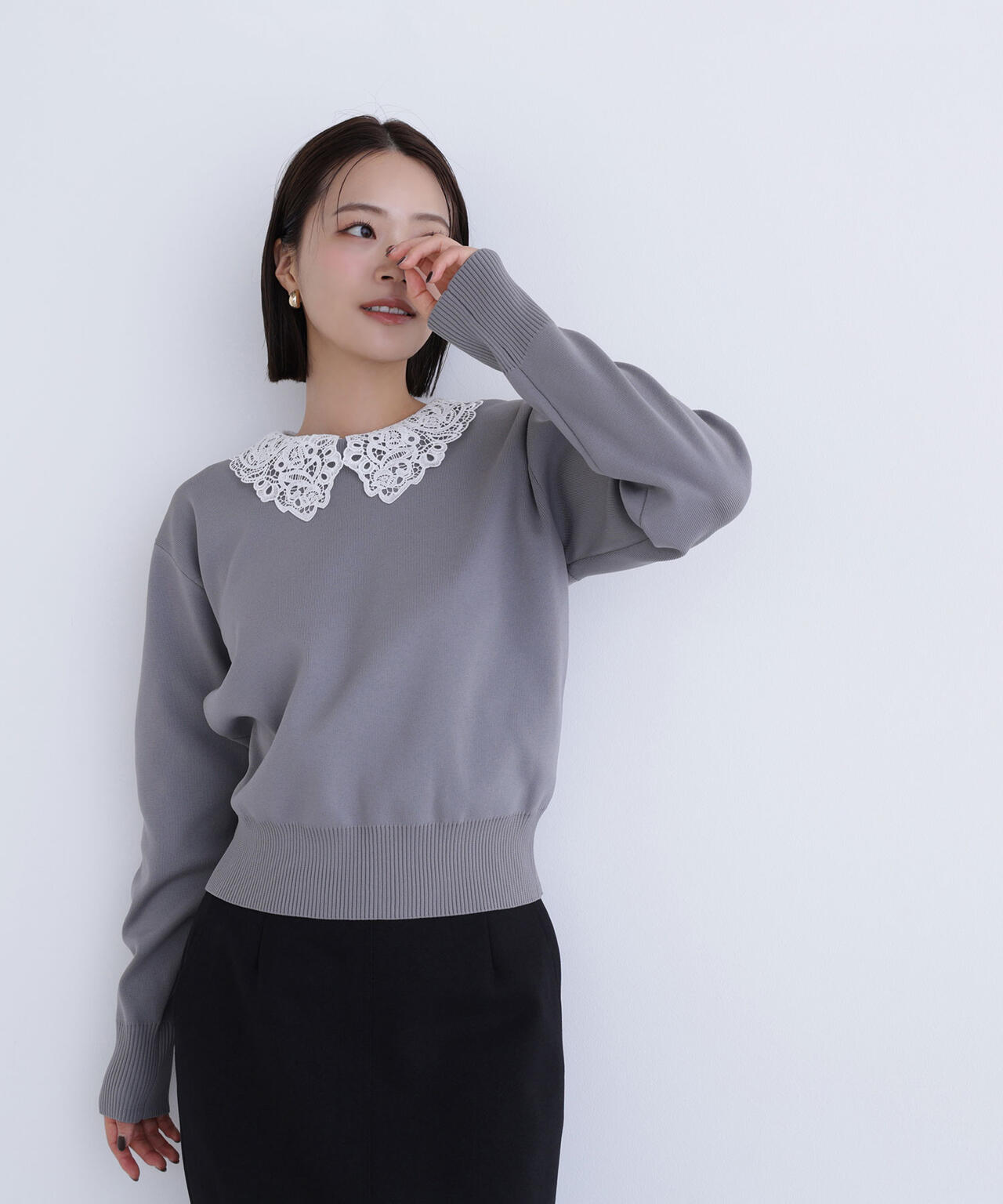 レースカラーフォルムニット