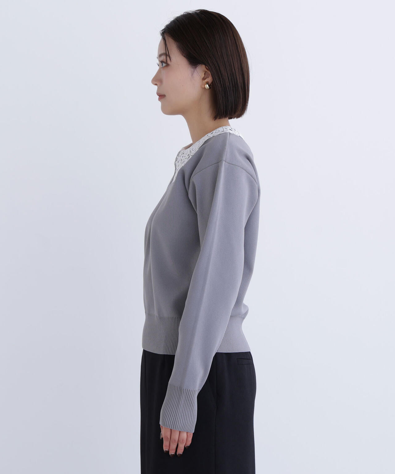 レースカラーフォルムニット