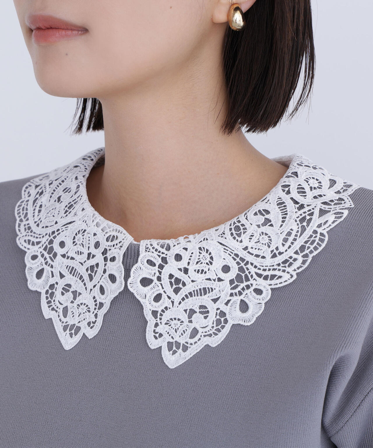 レースカラーフォルムニット