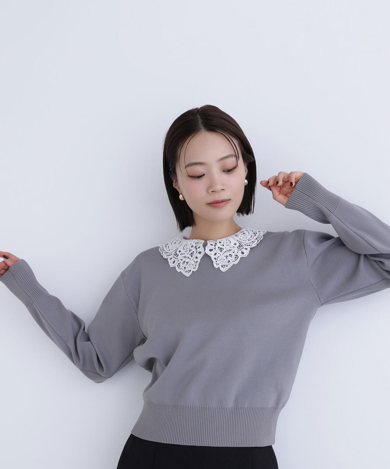 レースカラーフォルムニット