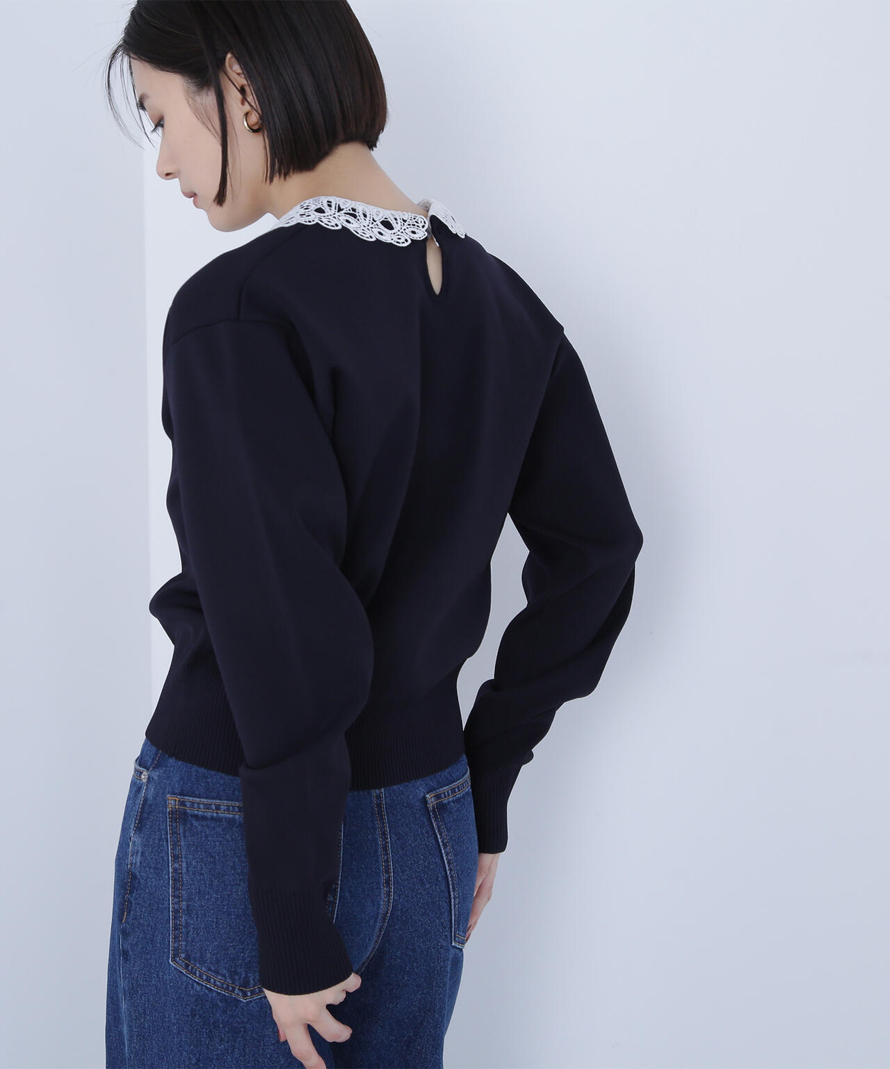 レースカラーフォルムニット