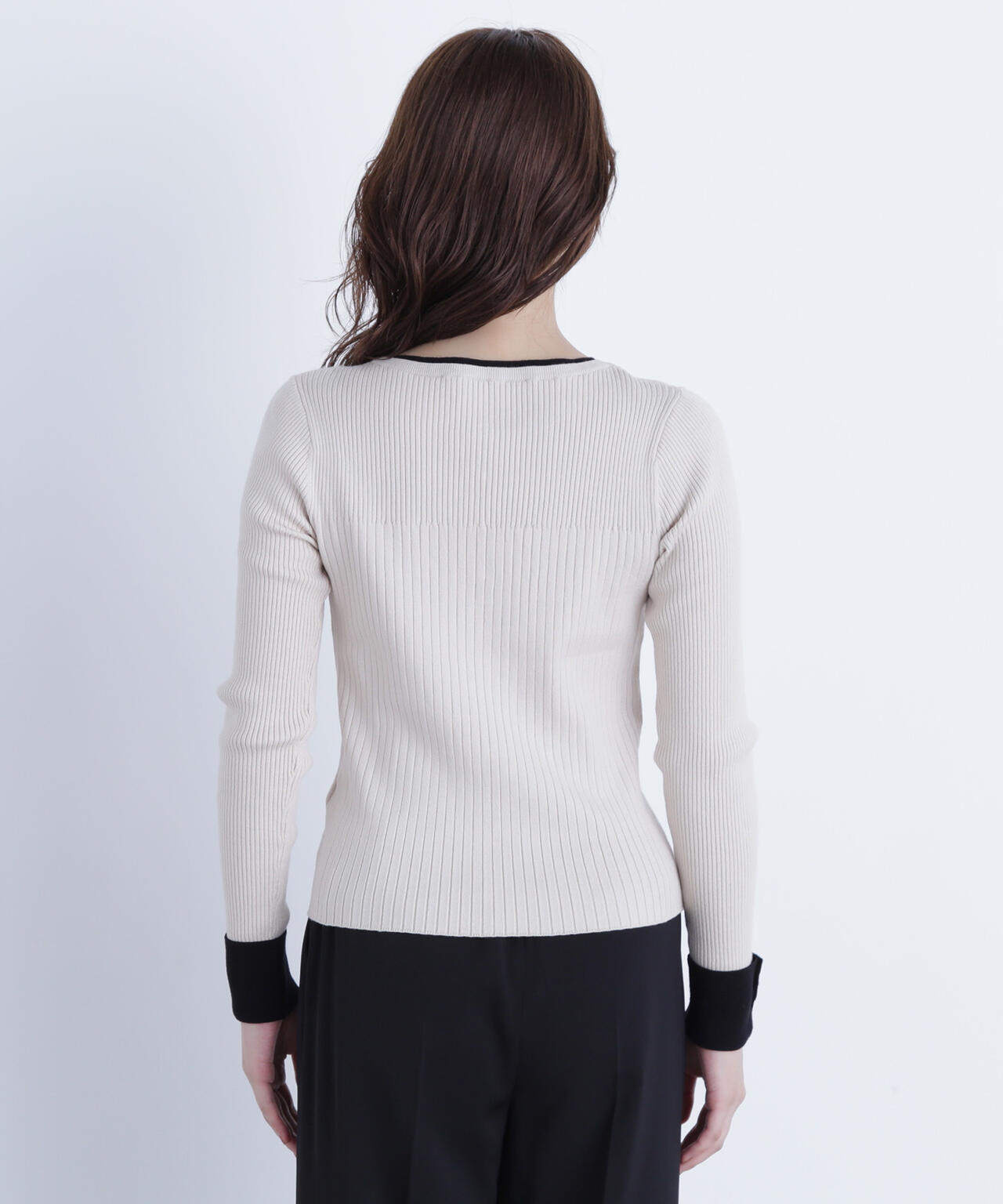 フロントボタンバイカラーニット