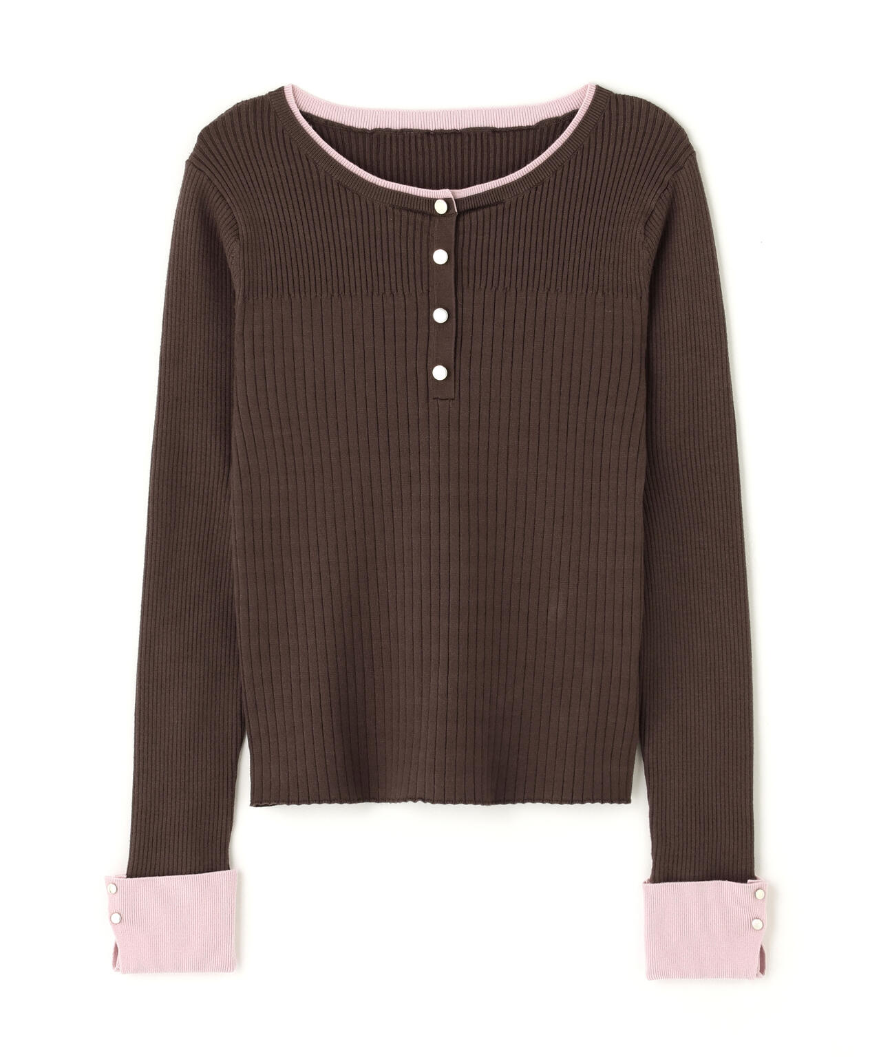 フロントボタンバイカラーニット