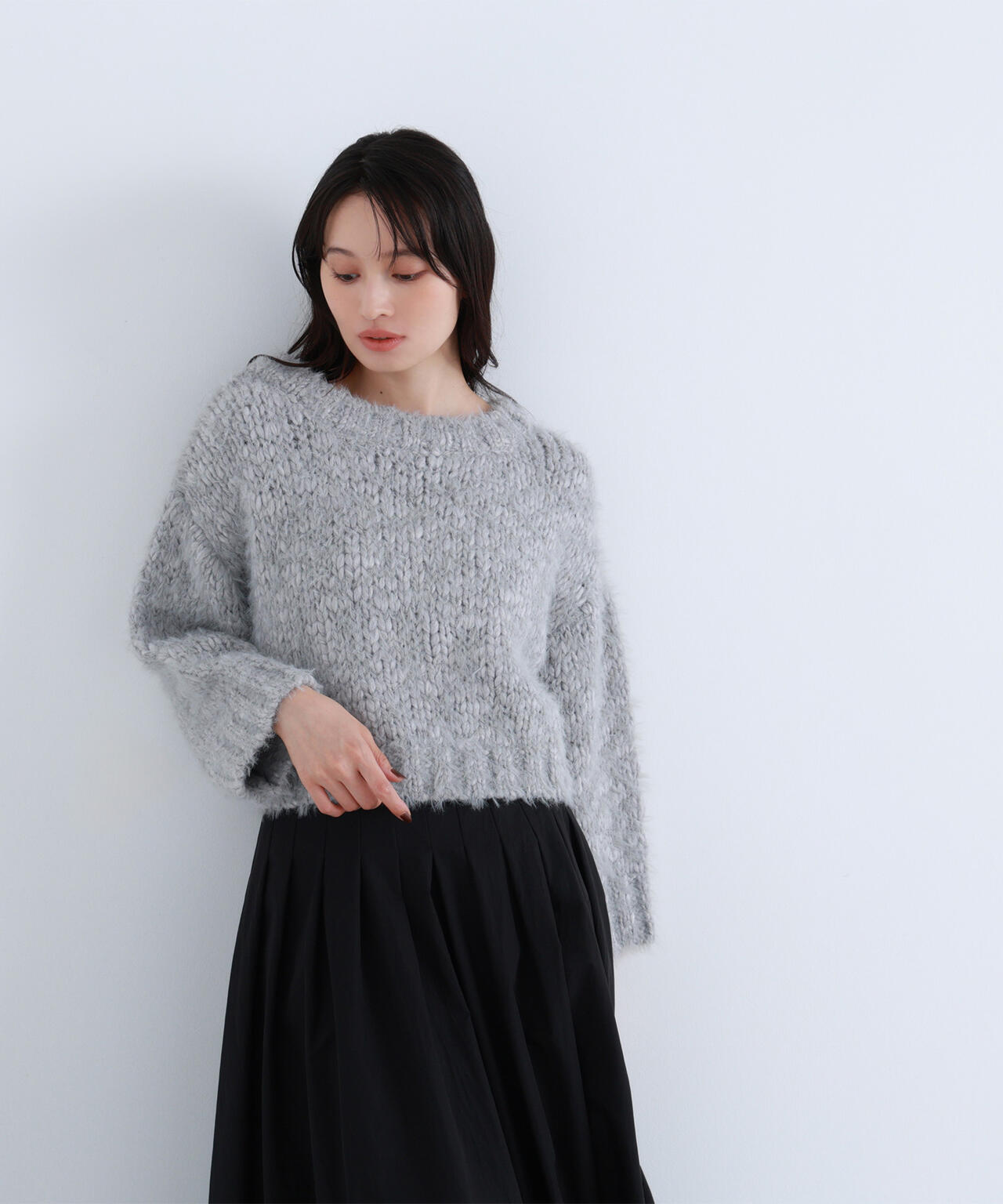 2wayネックスラブヤーンニット